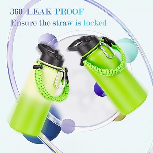 Miniatura 6 de Botellas de agua de 32 onzas a granel con tapa de popote y boquilla y asa de paracaídas, paquete de 2 botellas de agua aisladas, doble pared, aptas