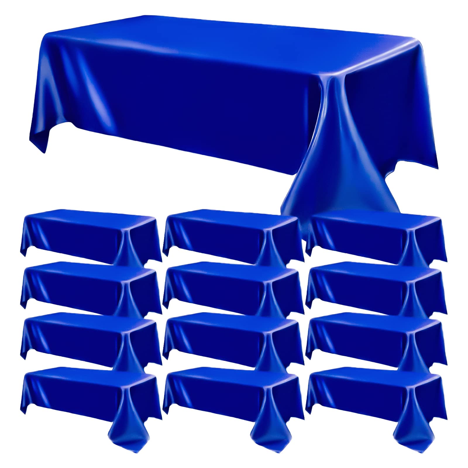 12 Pack Satin Polyester Tablecloth Wedding Rectangle Table Cloth Bright Silk Tablecloth Smooth Fabric Washable for Wedding Banquet Party Events