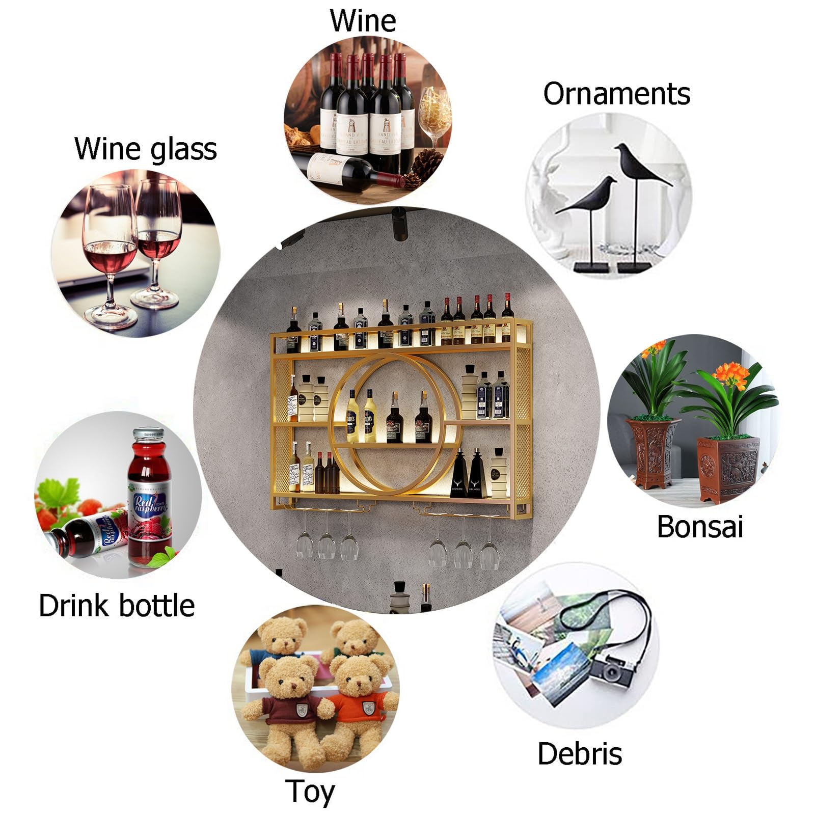 Botellero De Pared Industrial,Botellero De Hierro Estilo Industrial,Enfriador Vino Montado En La Pared,Botellero Almacenamiento Multifuncional,soporte Para Botellas Metal,multifuncional,comedor,cocina
