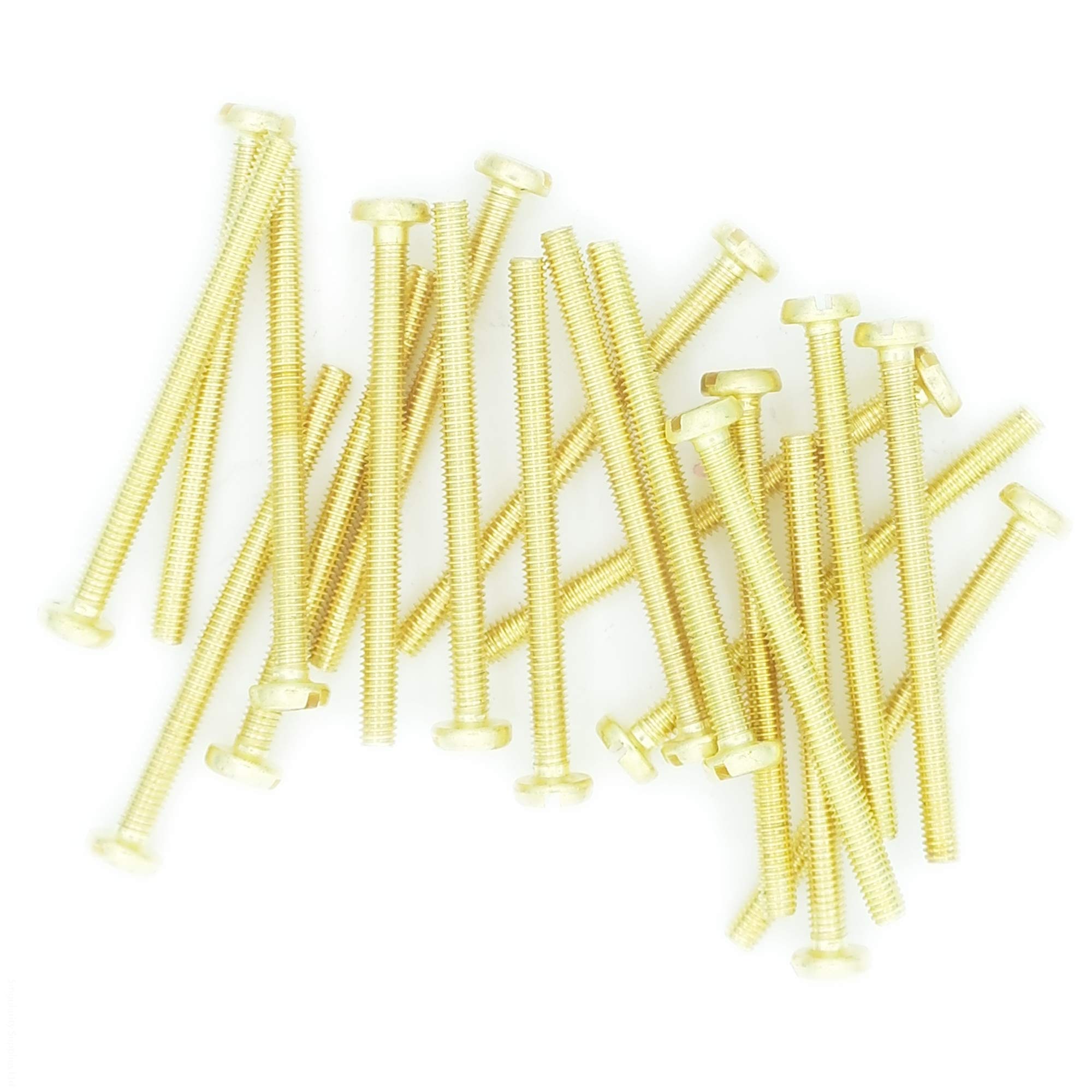 M2.5 x 6 (2.5mm x 6mm) Slot Pan Machine Screw (Bolt) - Brass (Pack of 20)