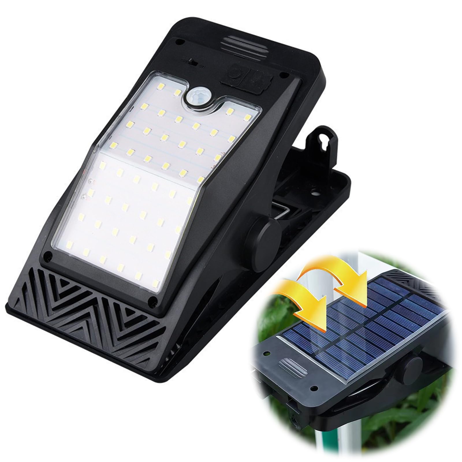 Luz solar al aire libre clip con sensor de luz impermeable y ligera para jardín garaje terraza camping