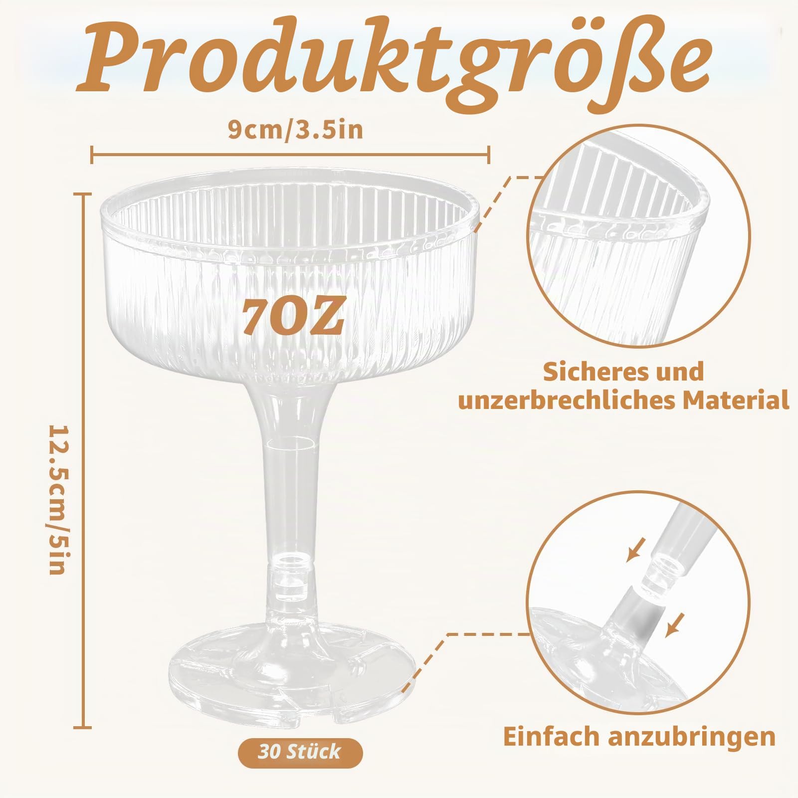 JarThenaAMCS 30 Stück Champagnerturm Glas 7 Oz Acryl Champagner Coupe Stapelbar Klar Martini Cocktailglas für Geburtstag Hochzeitsparty Bar Dekor