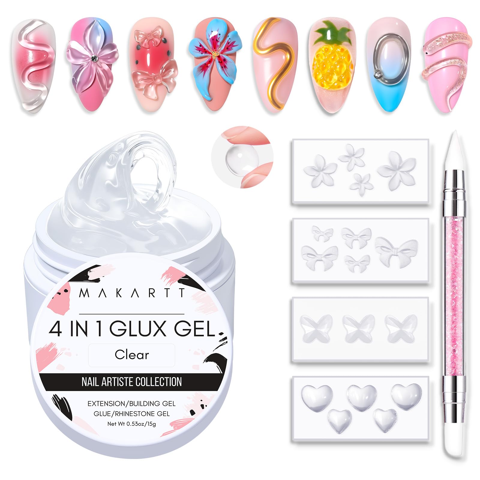 Makartt 4-in-1 Nail Builder Gel - 3D Art -12