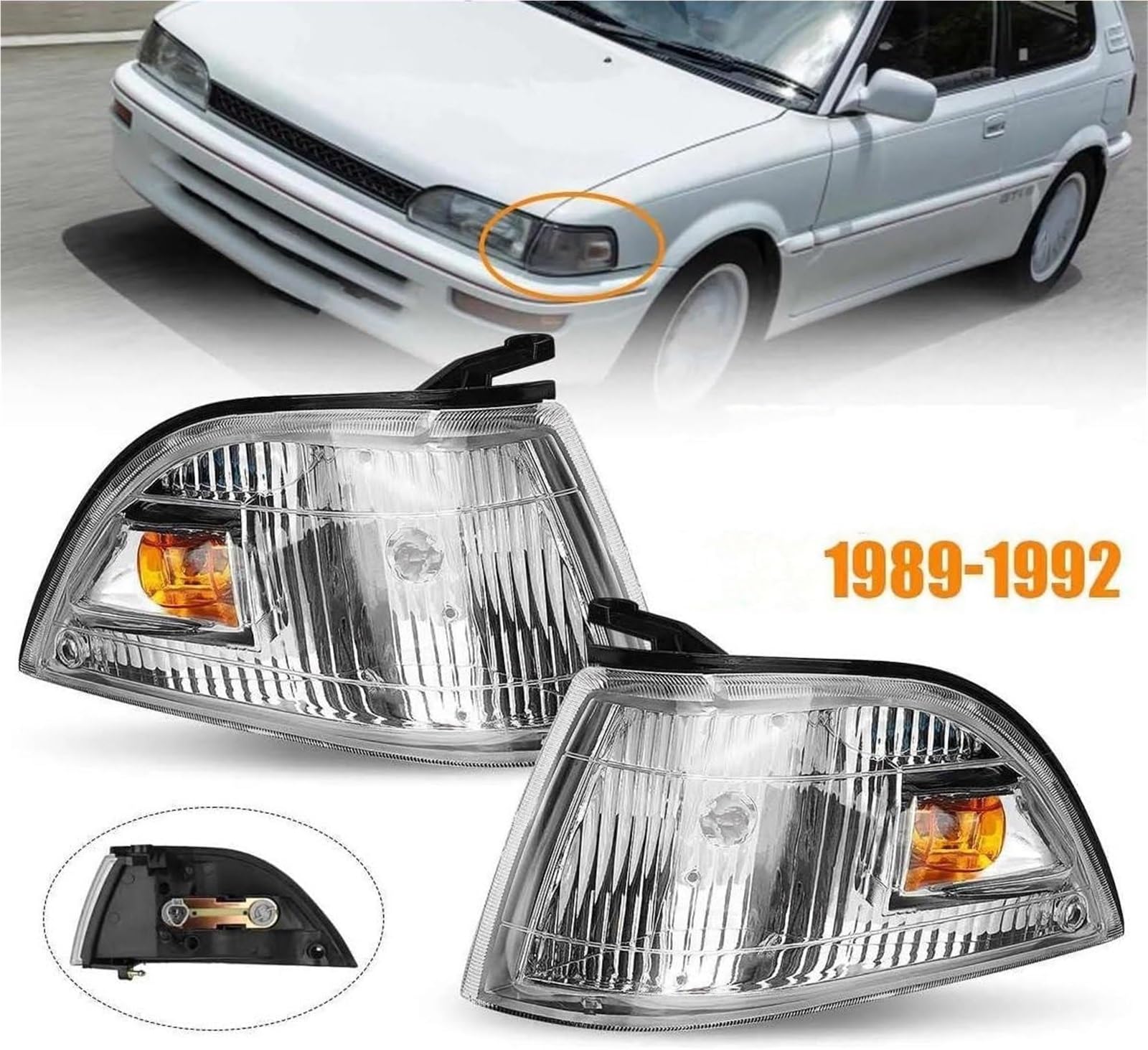 Rynzo Energiesparende Autolampen Auto Scheinwerfer für Toyota für corolla EE90 AE90 1989-1992 Vorderen Ecke Lampe