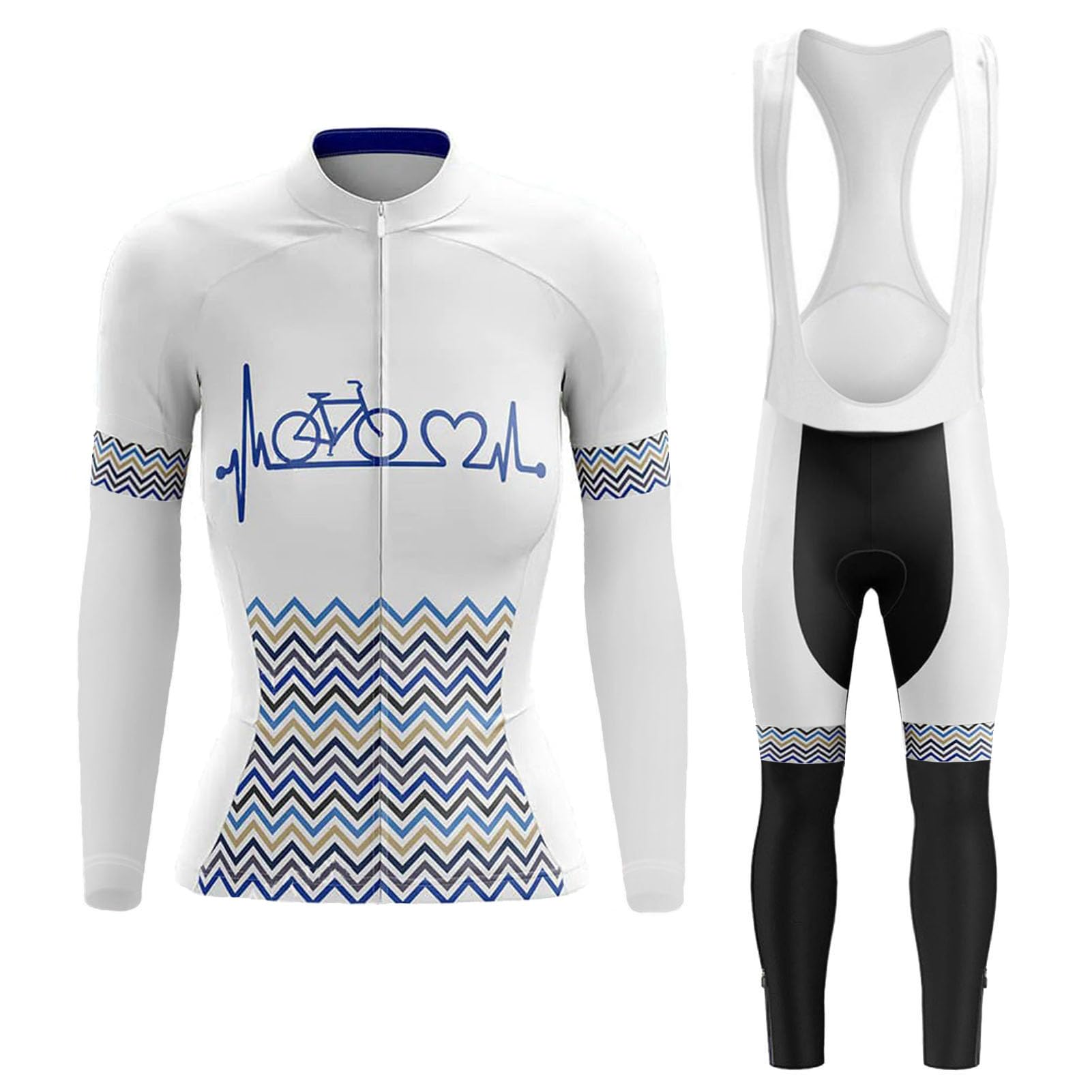 Abbigliamento Ciclismo Donna Completo Bici MTB,Maglia Ciclista Maglietta Ciclo Maniche Lunghe Giacca Manica Lunga e Salopette Pantaloni con 19D Gel Imbottiti,Tuta da Bicicletta Asciugatura Rapida