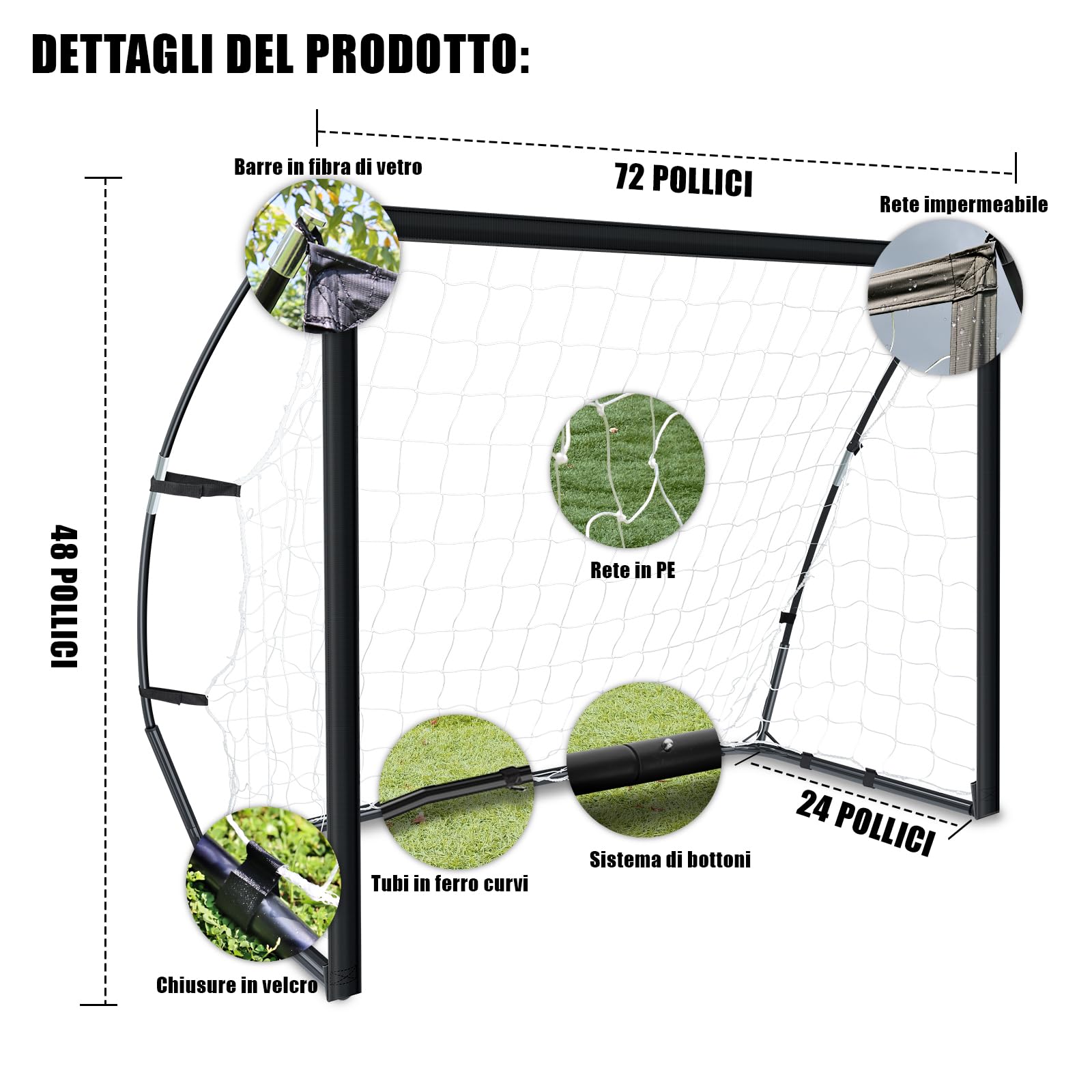 BaseGoal Porta da Calcio Grande Portatile con Scala di Agilità-Impermeabile | Porte Calcio per Giardino Pieghevole Include Borsa, Asta in Fibra di Vetro, Rete da Calcios per Allenamento Giovanile