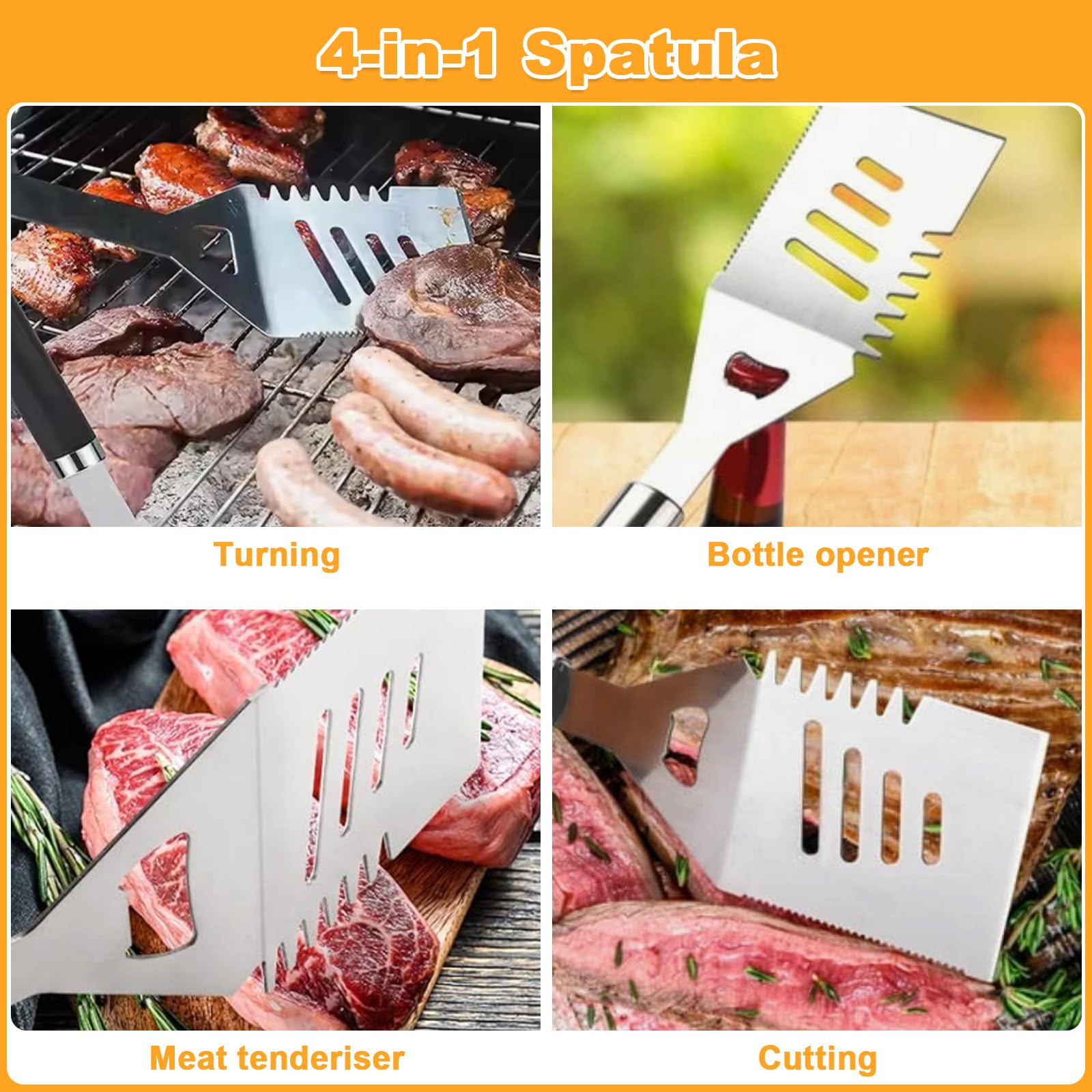 11Pcs Kit Barbacoa Acero Inoxidable Profesional Incluye Maletín, Set Herramientas Accesorios Parrilla Carbón Portátil, Utensilios BBQ Duraderas para Regalo Hombre, Barbecue Camping, Picnic Exteriores