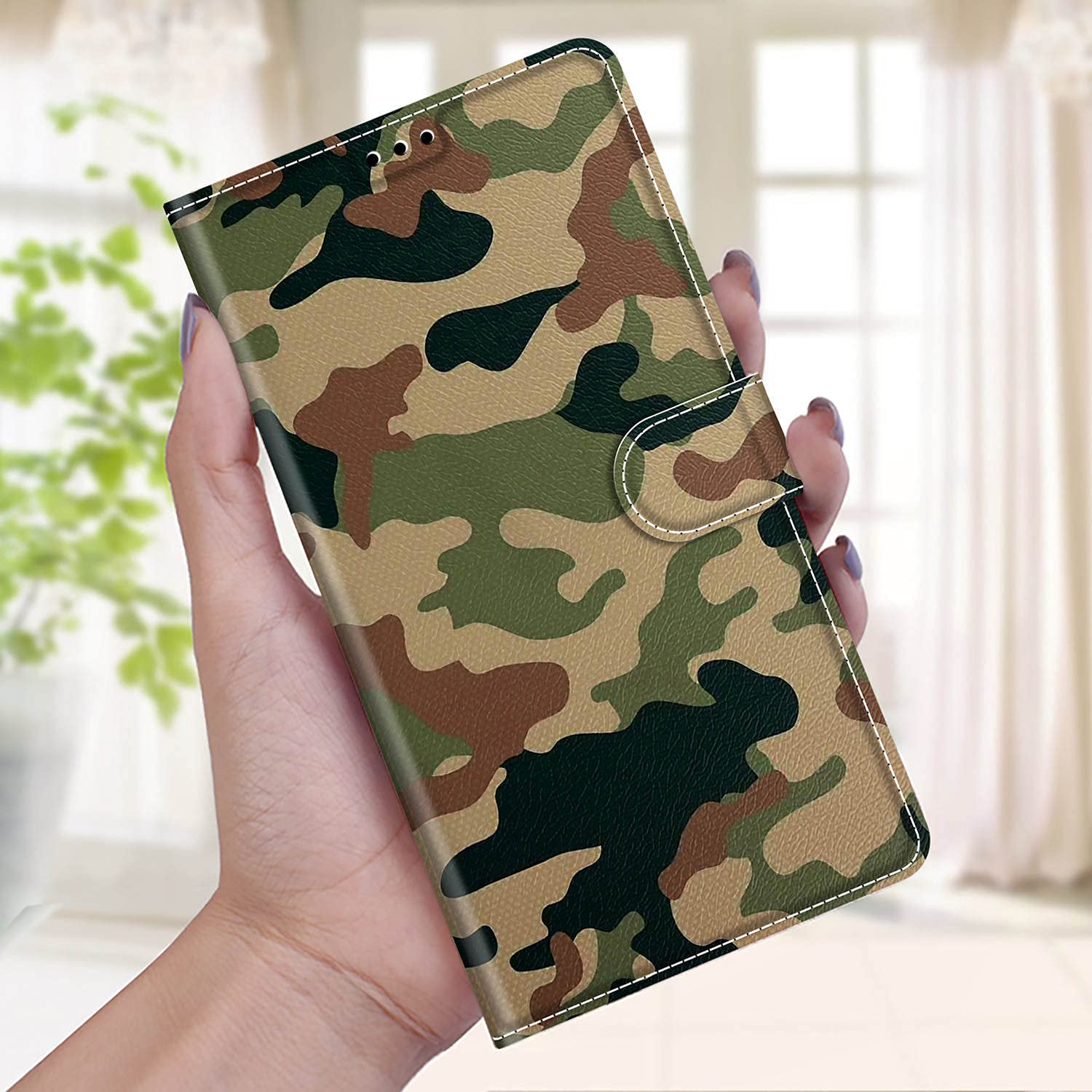 Cover a Libro per iPhone 12 PRO Max in Pelle con Silicone Morbido Custodie iPhone 12 PRO Max Portafoglio Disegni Custodia Antiurto 360 Gradi Accessori Leather Case - Camuffamento