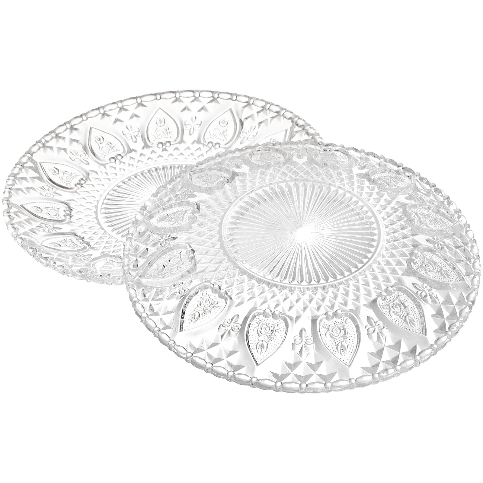 Coloch 12 Pack 8 Inch/20 cm Glass Salad Plate, Carved Dessert