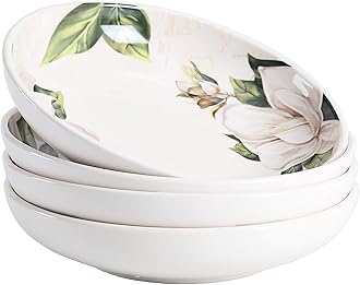 Sponsored Ad - Magnolia Floral Pasta Bowls, 35oz Salad Bowl Set of 4, Large Ceramic Serving Dinner Bowls for Soup and Cereal, Microwave and Dishwasher Safe, Gift for Housewarming and Thanksgiving