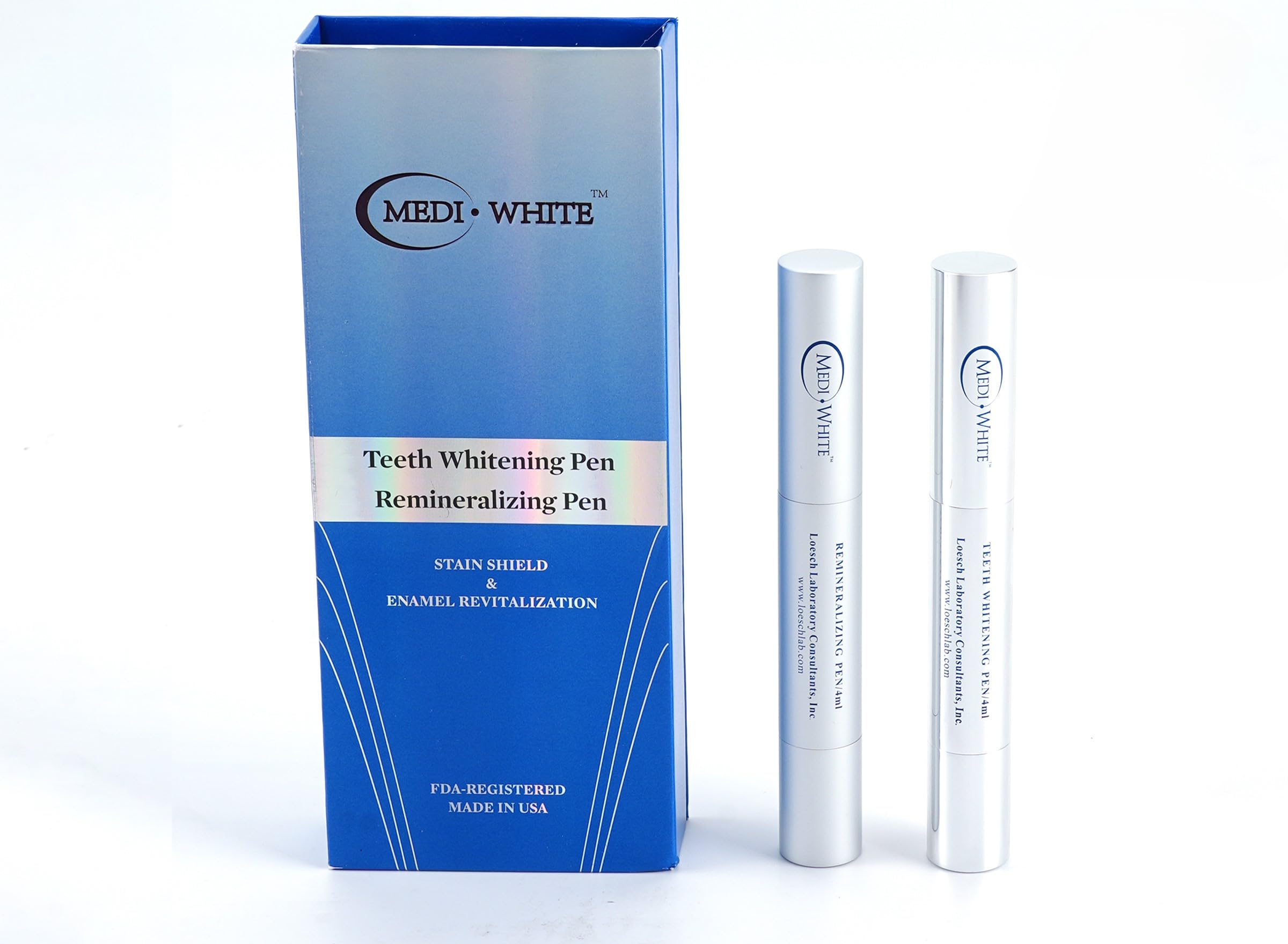 MEDIWHTIE Dual Action Teeth Whitening Kit with Teeth Whitener Pen Remineralization Gel Pen for Sensitive Teeth On-The-go whitening