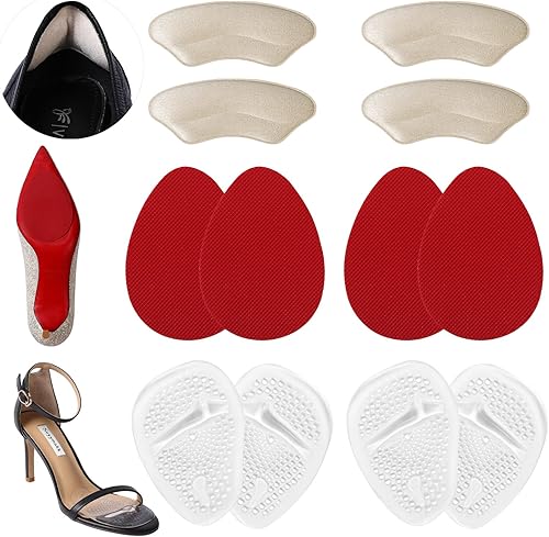 6 pares de cojines de talón, empuñaduras de zapatos en la parte inferior de los zapatos, almohadillas cómodas de tacón alto e inserciones de talón