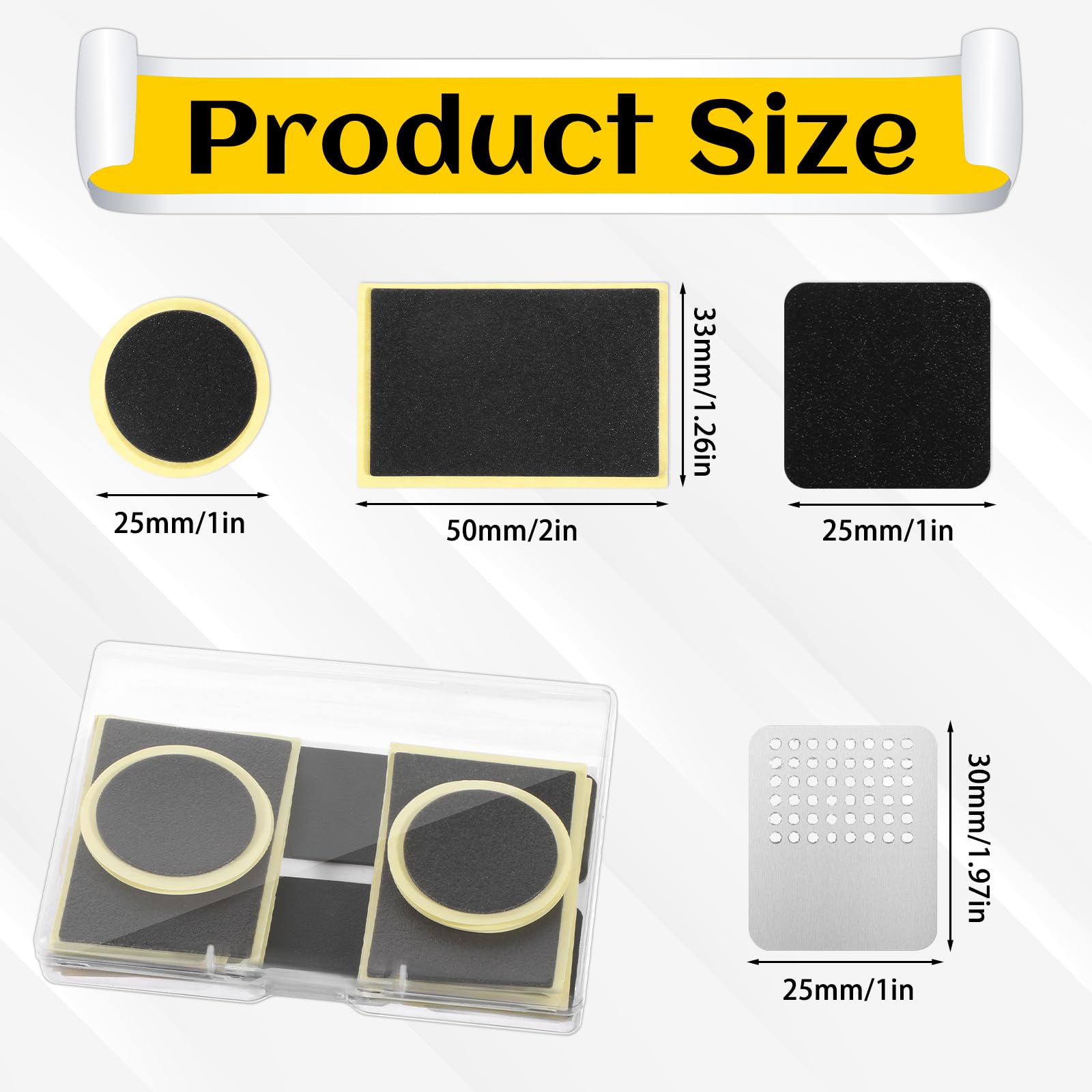 40 PCS Bike Tube Patch Kit, Bike Tire Repair Kit Includes 36 Pc Bicycle Inner Tube Puncture Patches and 4 Pc Metal Rasps Self Adhesive Bicycle Tire Patches for Road Mountain Bikes Cycling Bicycles