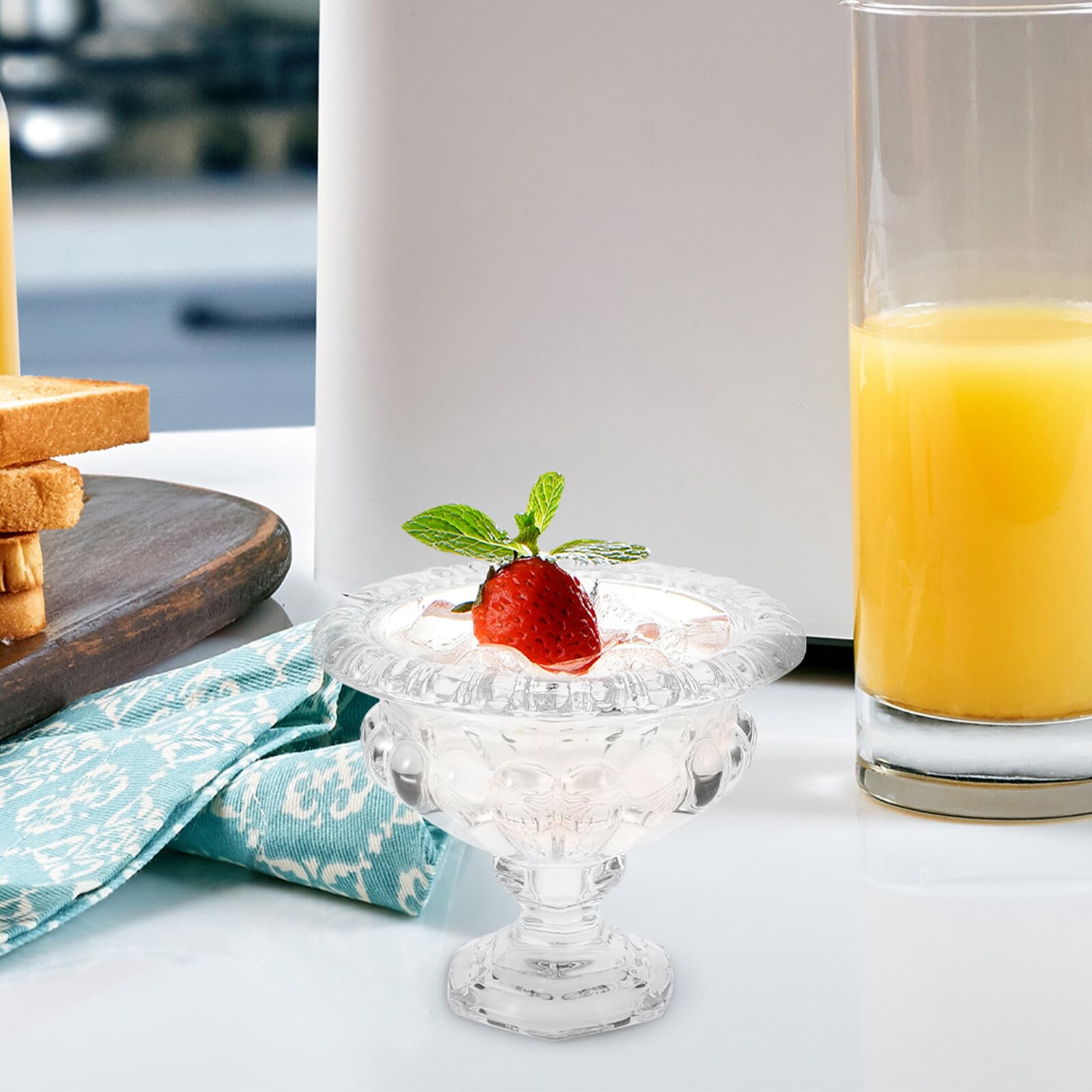 jojofuny Coppe Gelato in Vetro Trasparente Stile Vintage, Resistenti Agli Odori Design a Ciotola su Piedistallo, Perfette per Vacanze Estive e Feste in Famiglia