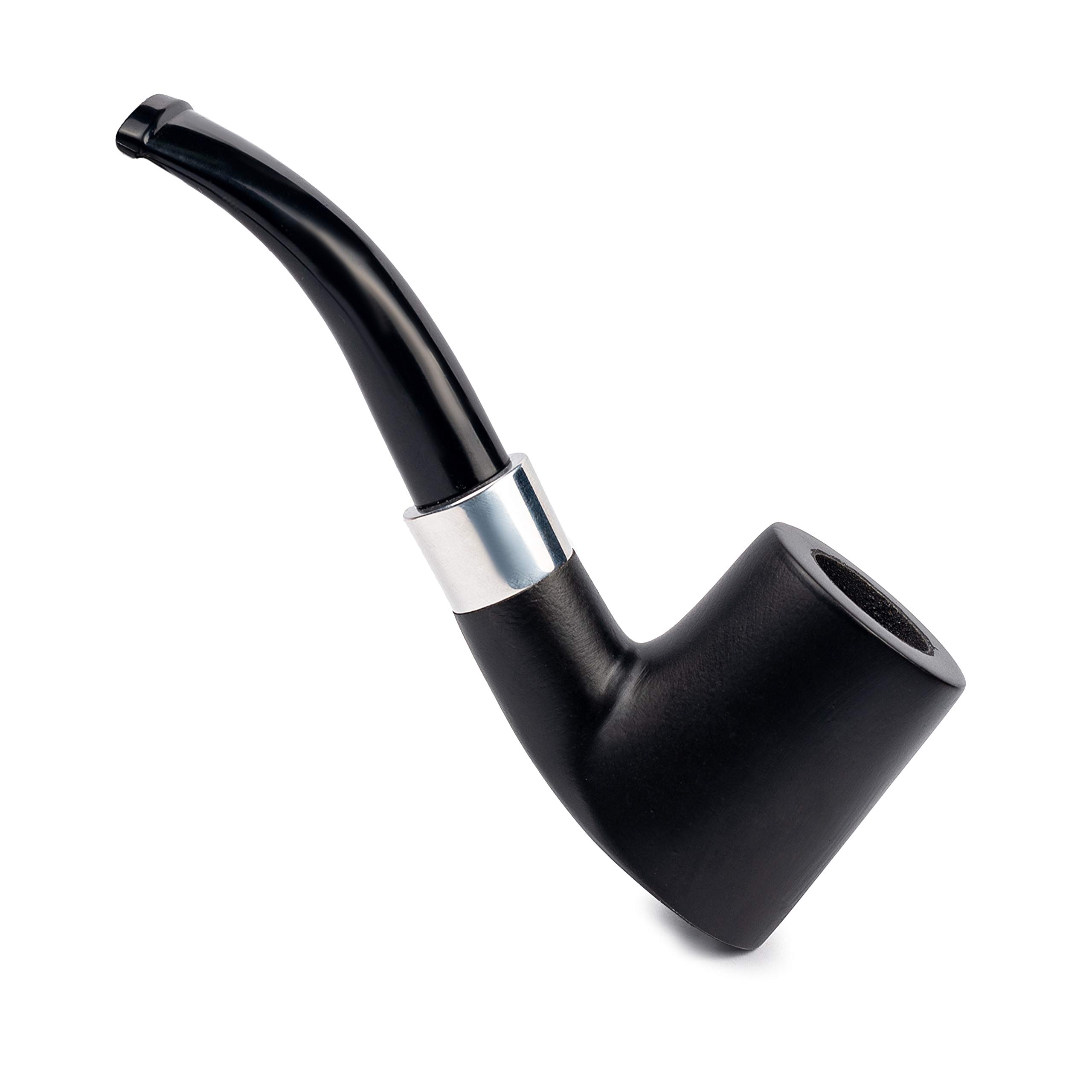 Dr. Watson - Tabakpfeife, klassische Kirschenholzform, handgefertigt aus Ahornholz, passend für 9mm Filter (Schwarz)