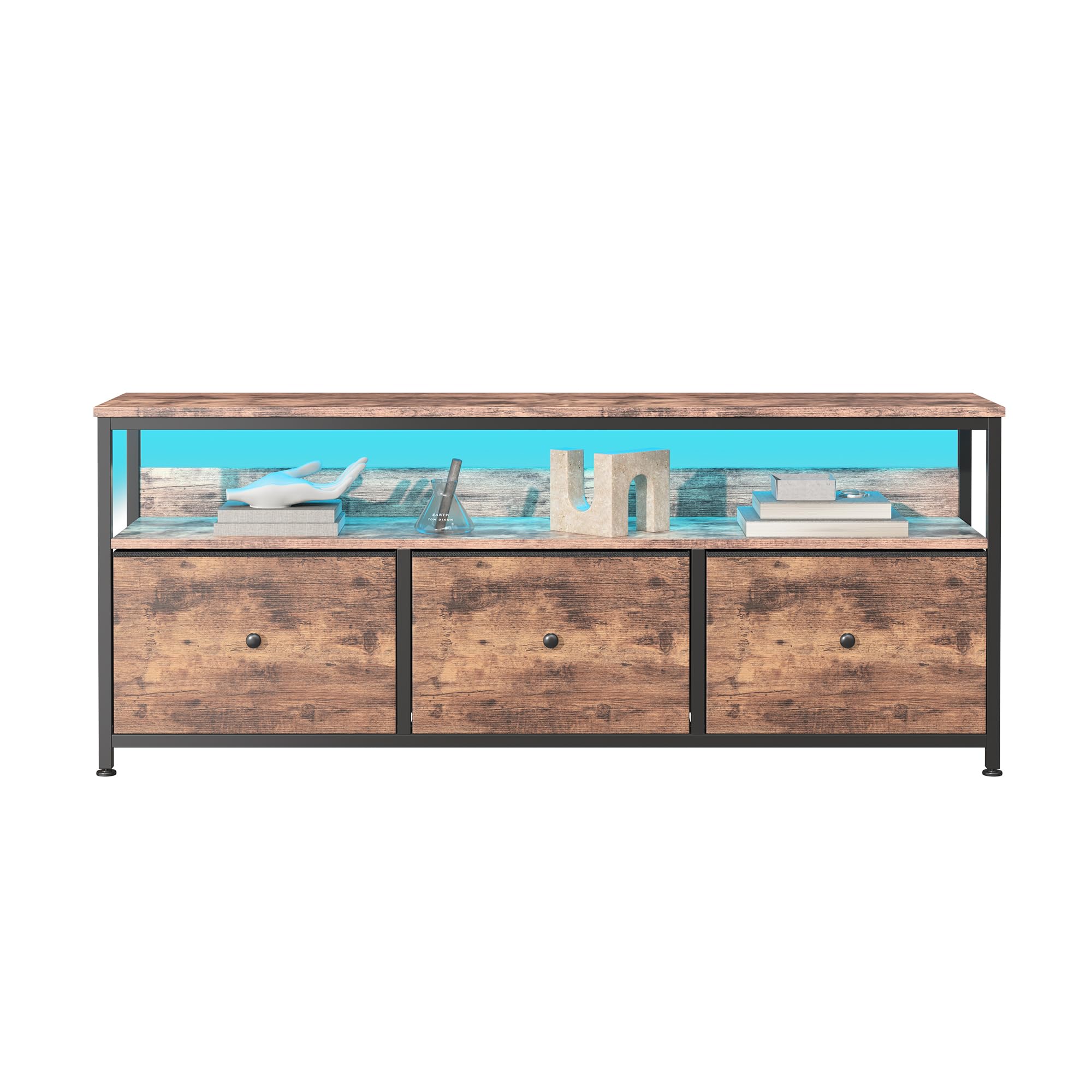 MINGZHE Armadio TV, Tavolo TV Retrò, Supporto Multimediale, Supporto TV con Cassetti, Centro di Intrattenimento, Console Multimediale, Supporto TV per Soggiorno, Retrò, Marrone 108x30x57 cm