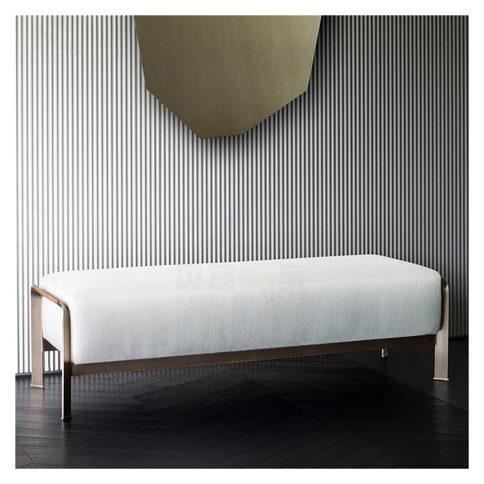 Banc de Chambre Moderne capitonné avec Pieds en métal - Élégant siège d'entrée Blanc, Meuble Polyvalent pour Le Salon et Le Pied de lit (160 cm x 45 cm x 45 cm)