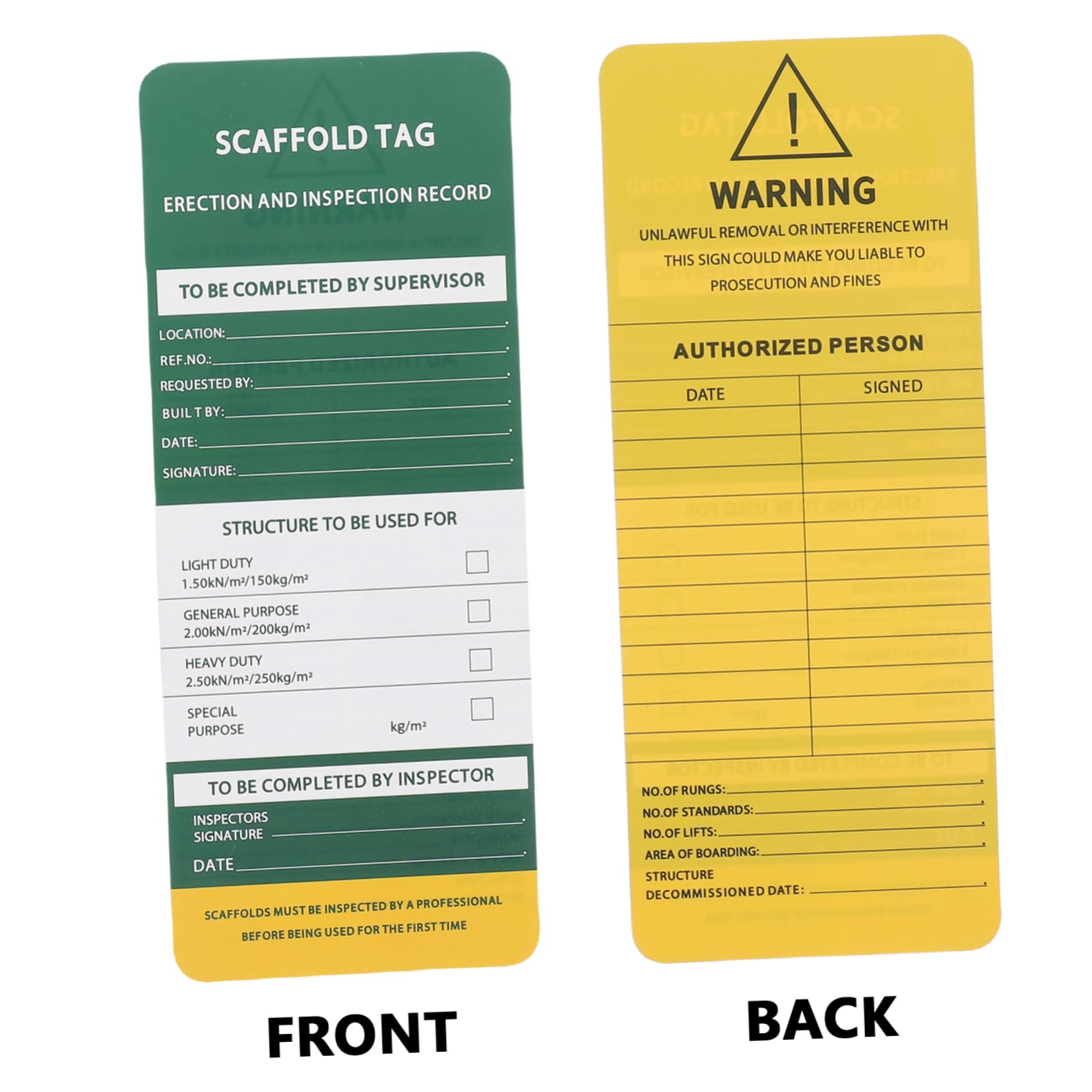 Garneck Set 3 Supporti Durevoli e 6 Inserti di 9 Etichette di Ispezione per Scale e Ponteggi Resistenti All'umidità per Sicurezza Sul Lavoro Industriale e'aperto