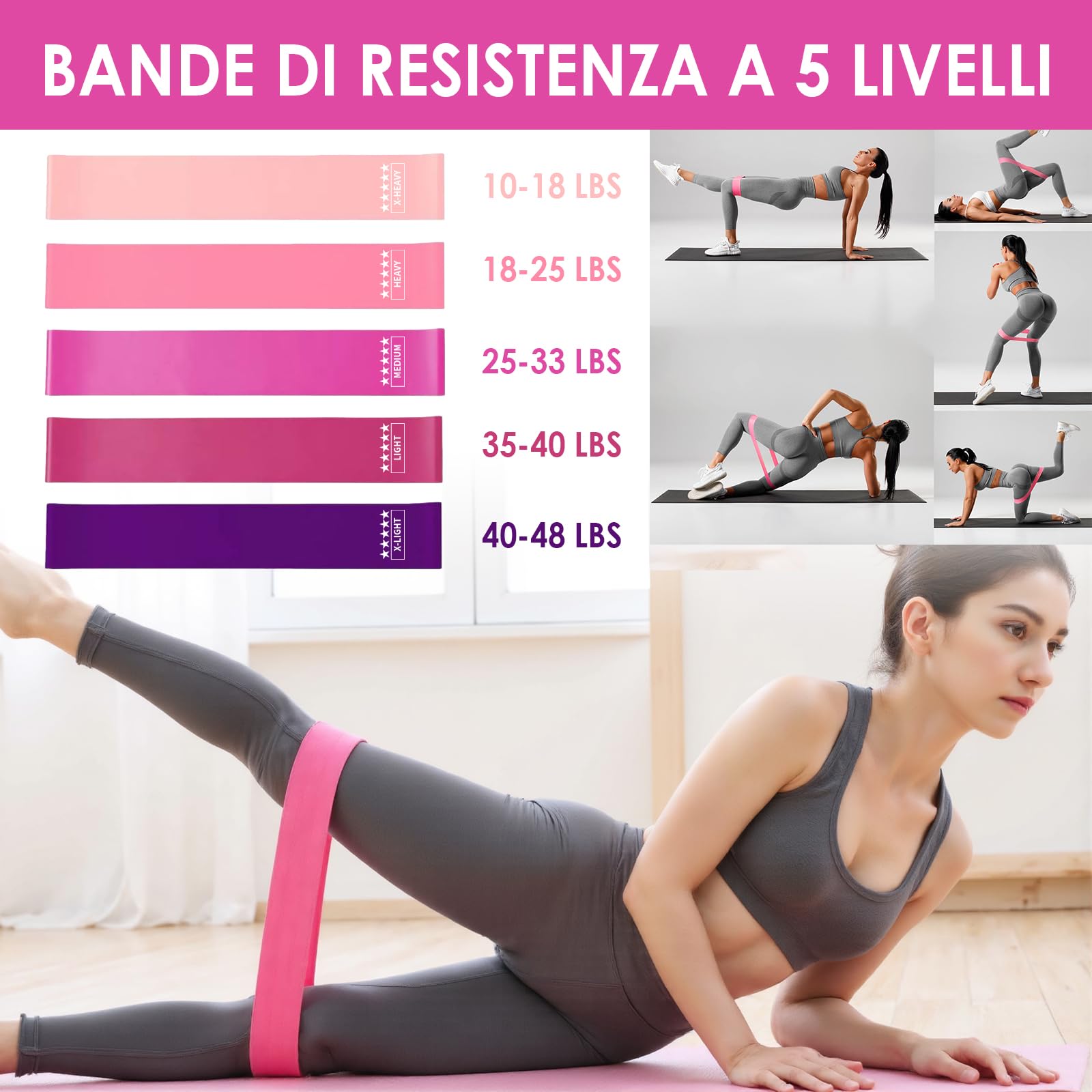 SCANTEE Pilates Essential Kit 13 Pezzi, Attrezzi Pilates per Casa, con Fasce di Resistenza, Palla da yoga, Calzini da Pilates, Cinghia da yoga, Borsa per il Trasporto, Attrezzo Pilates per la Casa, Ro