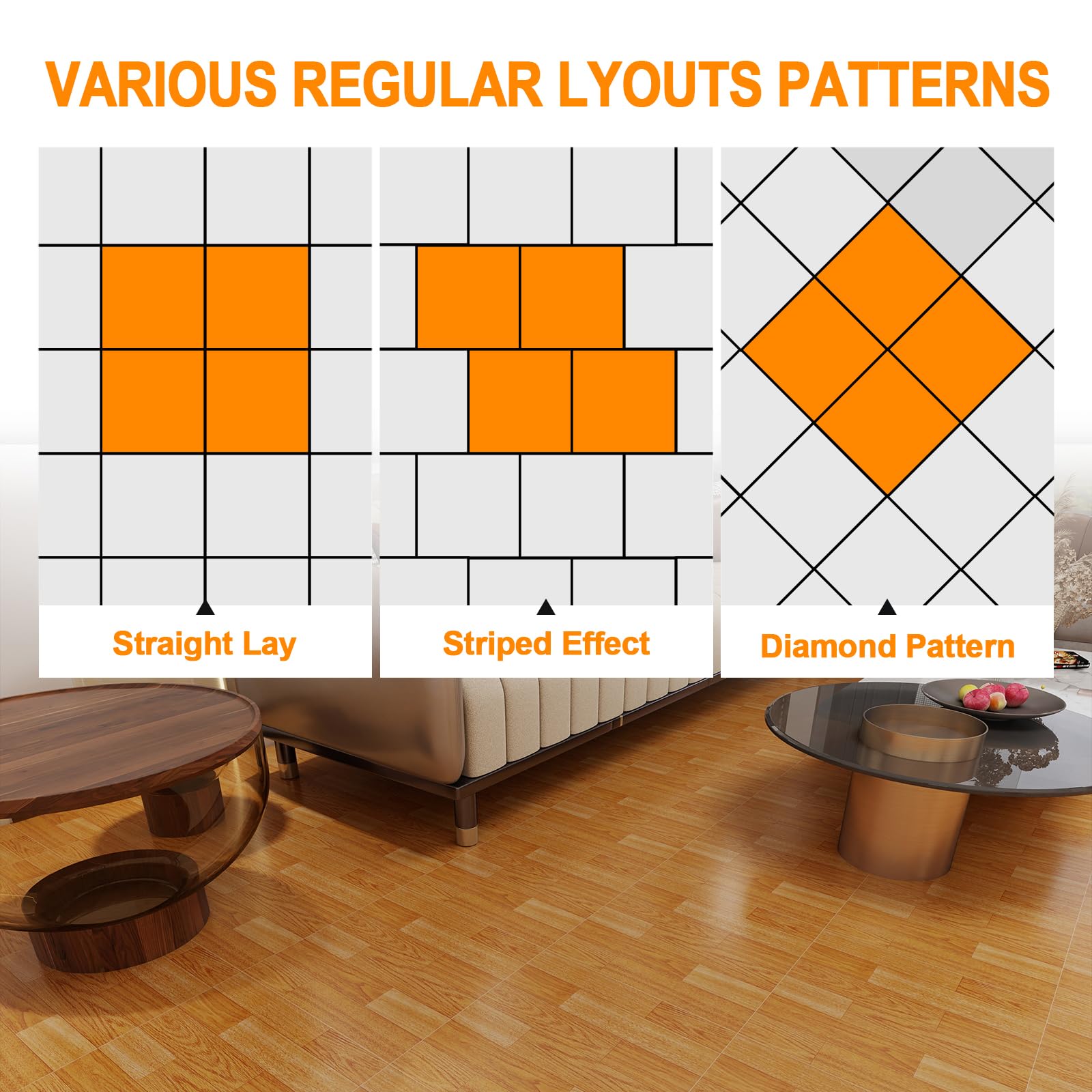 Lot de 30 carreaux de sol autocollants en vinyle imperméable pour salle de bains, cuisine, mur, cheminée (30,5 x 30,5 cm, chêne naturel)