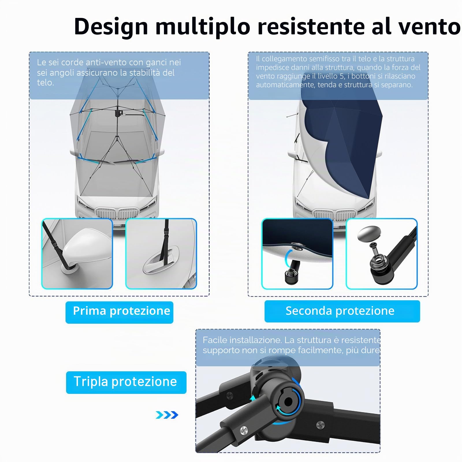 Tenda di copertura per ombrellone parasole universale per auto, ombrello per tettoia per auto per tenda esterna, automatico con telecomando, applicabile alla maggior parte dei modelli di auto,4.8m