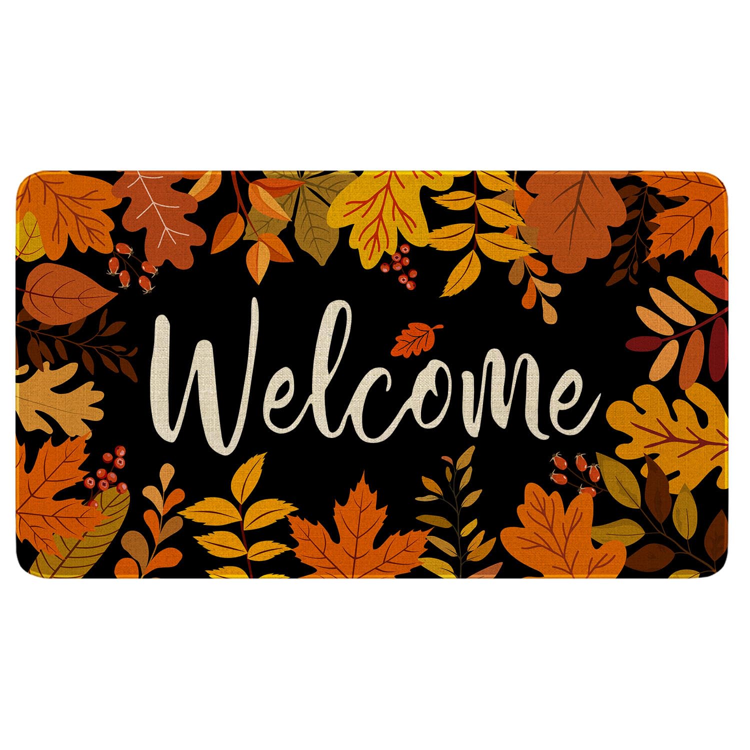 Eikunn Fall Door Mat,Fall Maple Leaf Welcome Doormat Outdoor,Thanksgiving Non-Skid Floor Mat Autumn Kitchen Decoration Door Mats Bedroom Doormats 17x30 inch