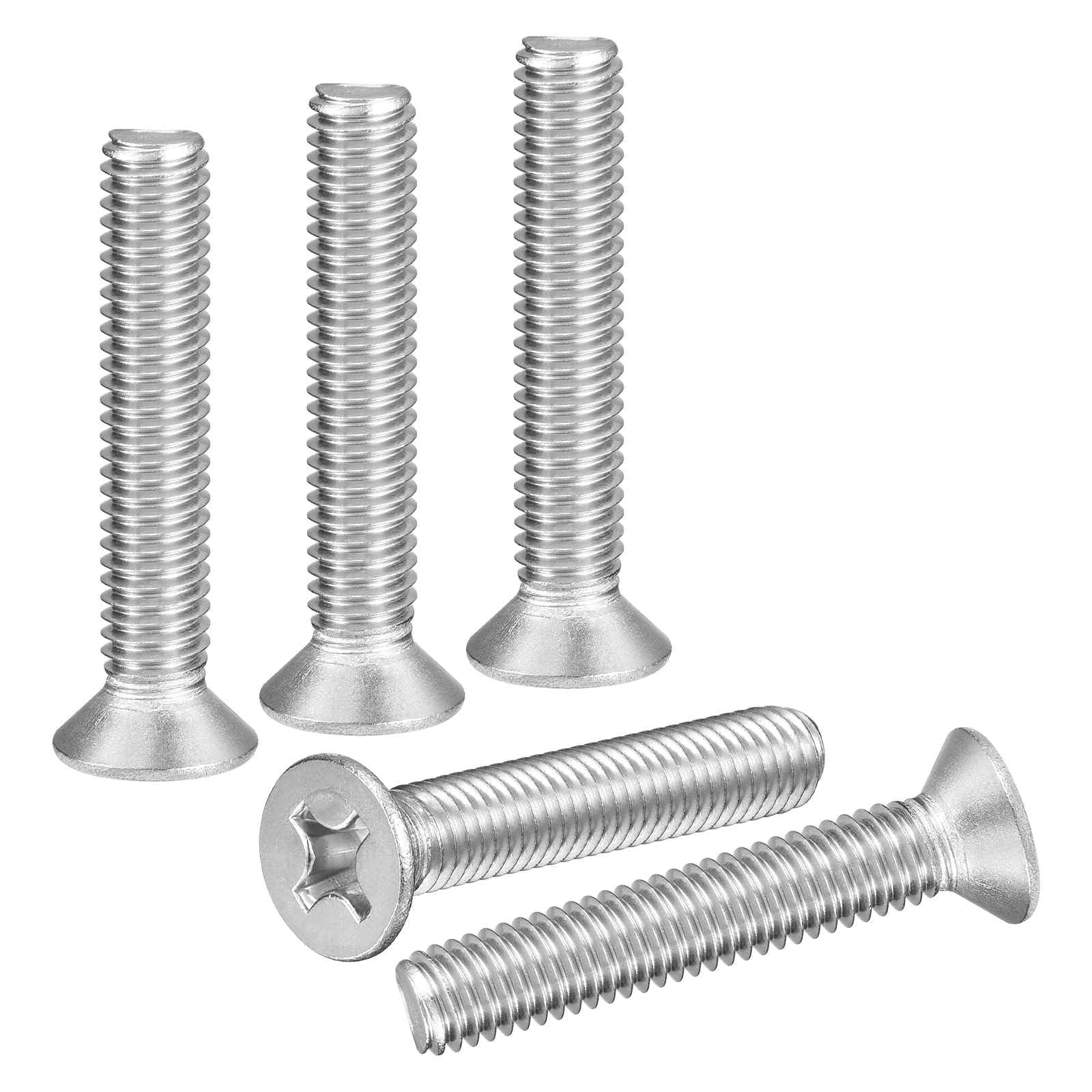DTGN M6-1x35 Flat Head Countersunk Machine Screws - 30pcs - Good for Furniture and Machinery - 304 Stainless Steel Phillips Machine Screws Bolts - Silver — image 1