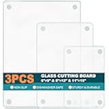 3 Pack Tempered Glass Cutting Board for Kitchen Counter, Clear Glass Cutting Board with Non-Slip Feet, Heat Resistant, Scratch Resistant, Easy to Clean (15