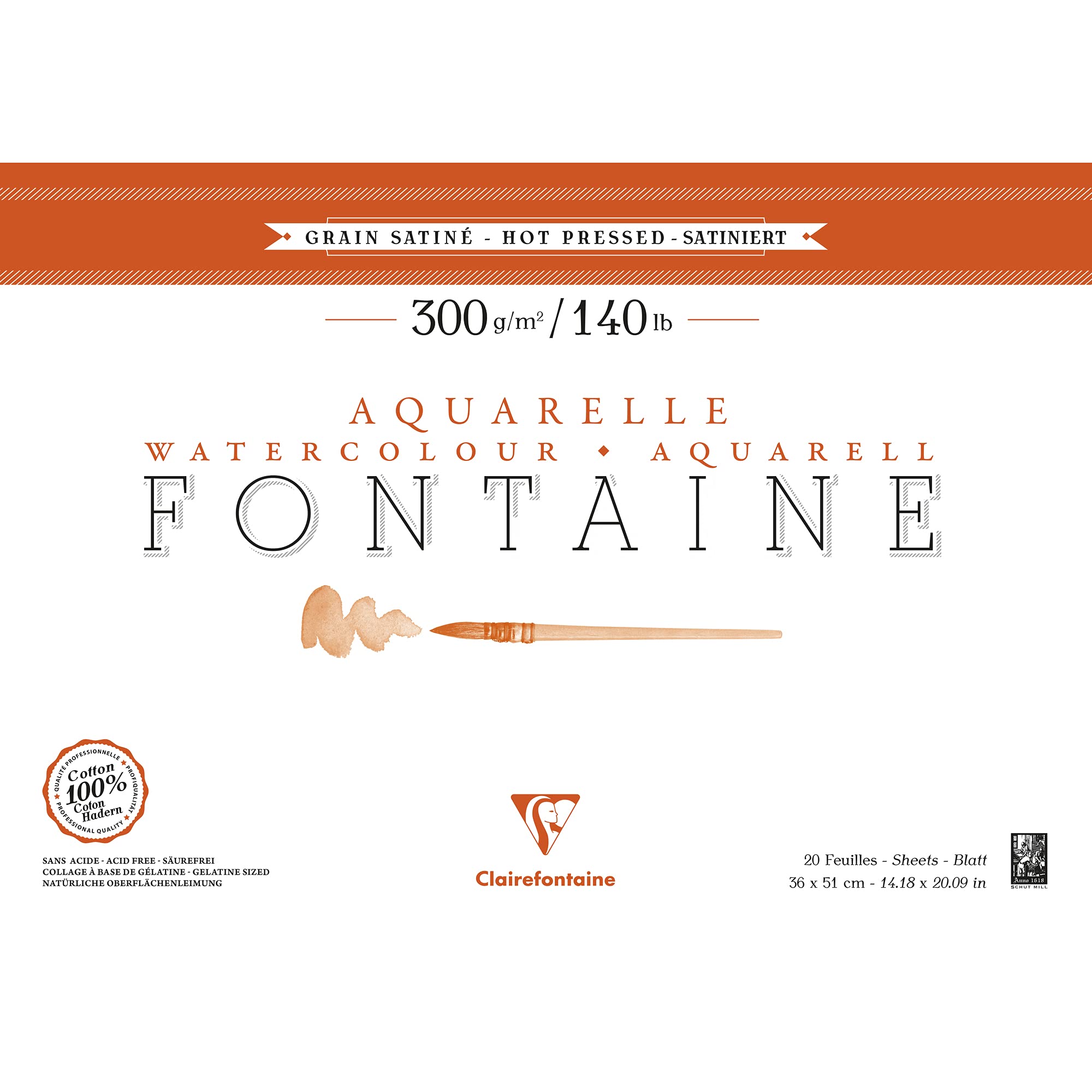 Clairefontaine 96346C blok akwarelowy satynowy klejony 36x51 cm 300 g