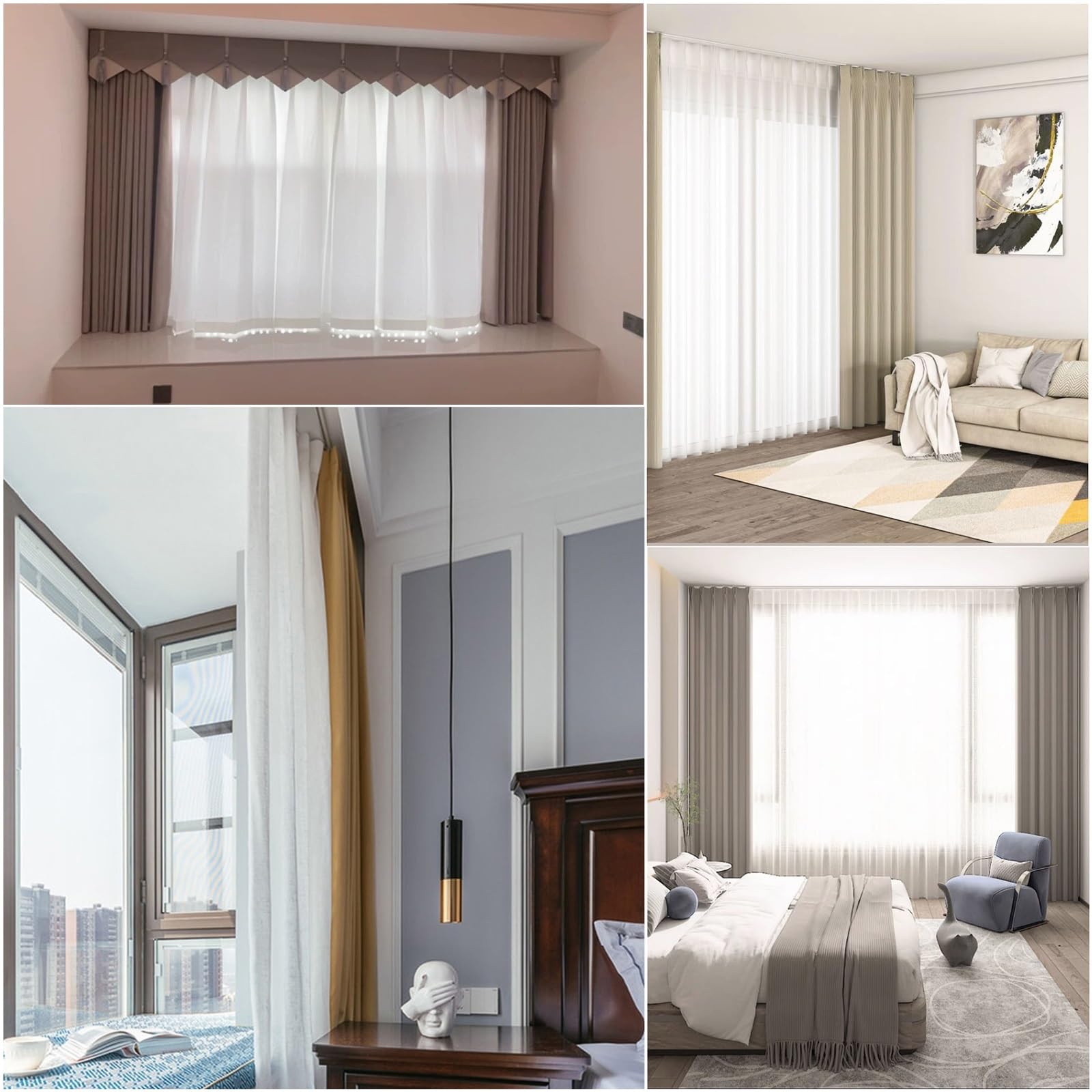 Binario per Tende Doppio Montaggio A Soffitto 70-600 Cm, Set di Binari per Tenda in Alluminio per Divisori di Stanze/finestre/ospedali(Bianco,180cm(2 * 90cm))