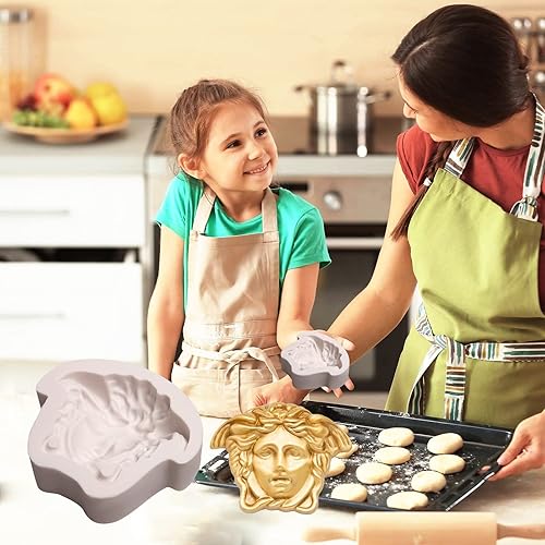 Miniatura 4 de Medusa - Molde de silicona para fondant, molde para hornear chocolate de diosa de mitología, molde de decoración de cabeza de dibujos animados para