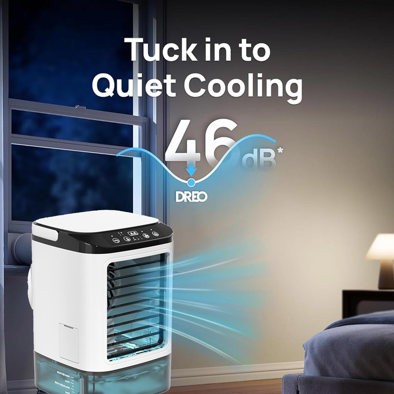 con Contenitore Condizionatore Portatile, Raffrescatore Evaporativo con Serbatoio dell'Acqua da 900 Ml Ventilatore con Ghiaccio