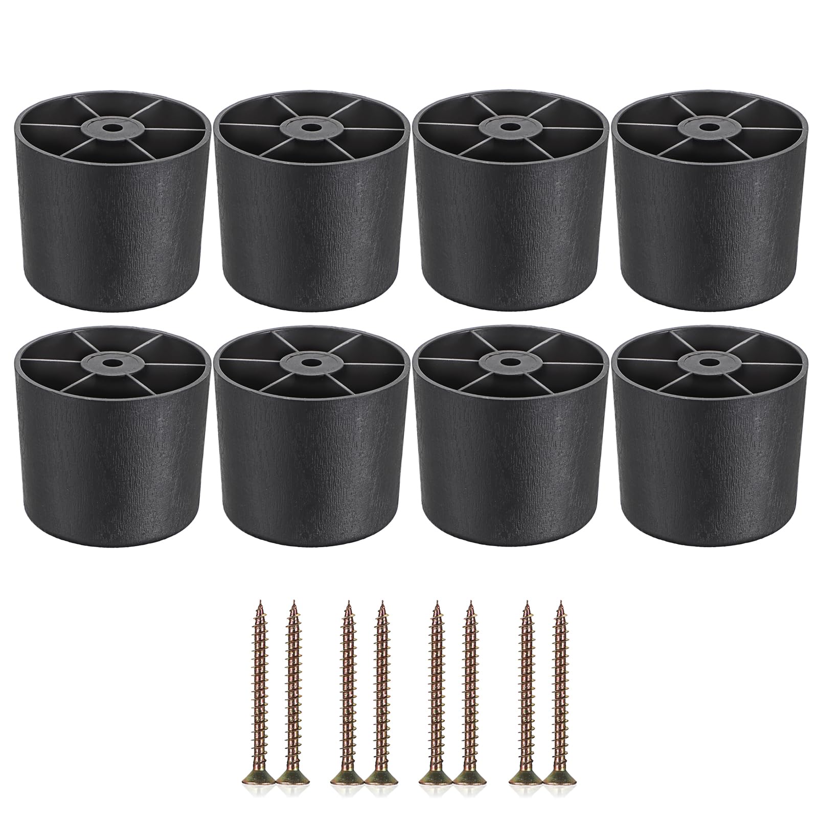 SUMNACON 8 Pcs Plastic 5cm Funiture Legs Round Couch Supporting Feet, Black