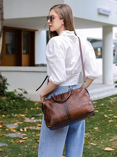 Miniatura 2 de Bolsos de cuero genuino para mujer, bolsos vintage con asa superior, bolso y bolso cruzado
