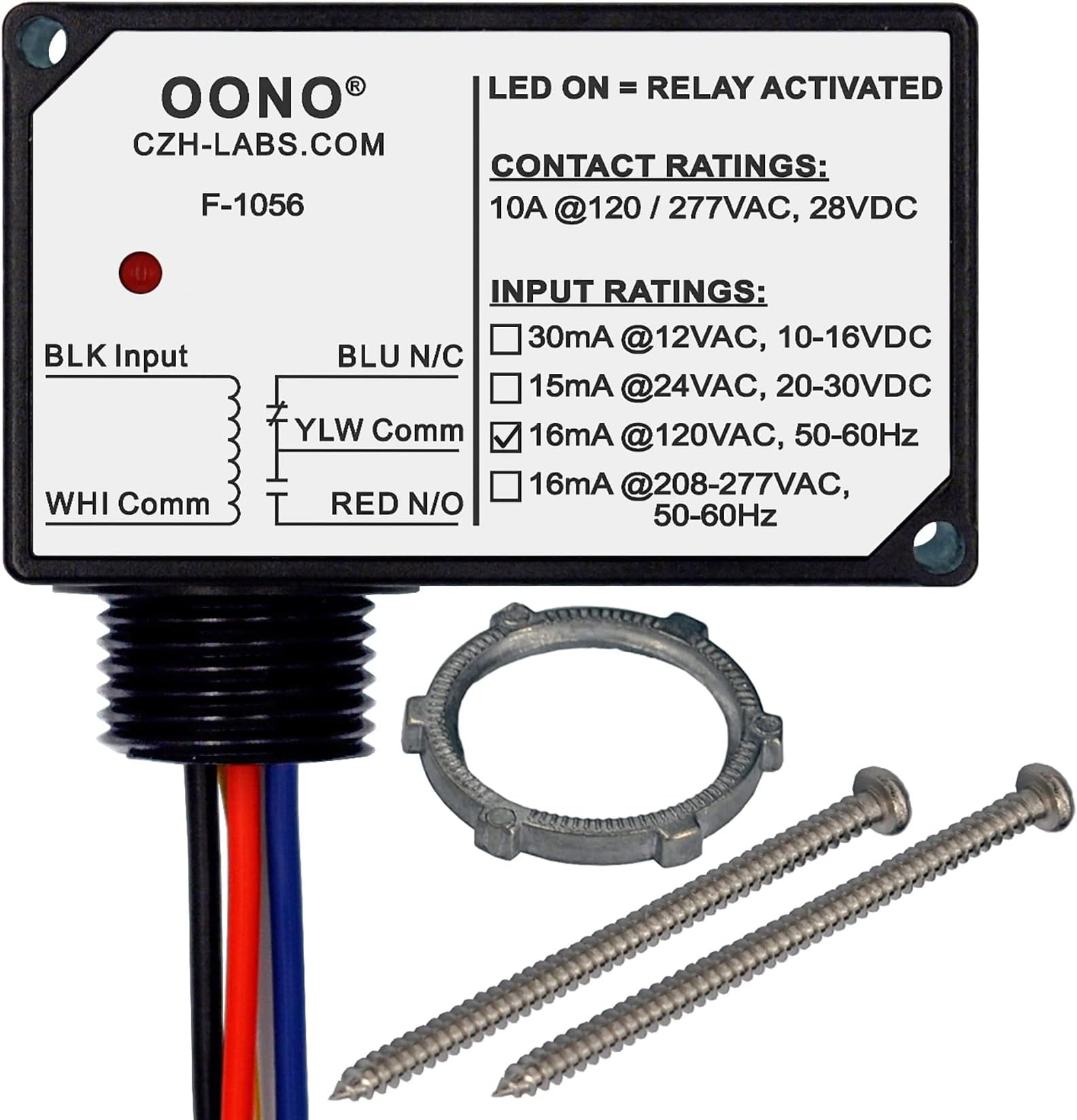 SPDT 10Amp Power Relay Module, Plastic Enclosure and Pre-Wired (AC 120V)