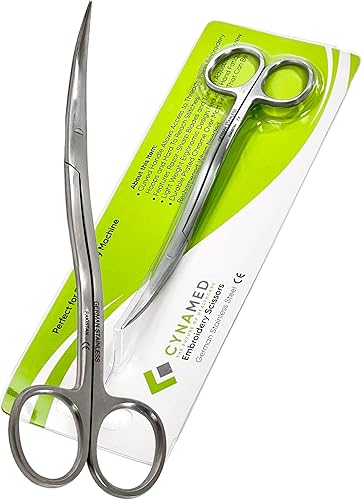 Miniatura 6 de Cyanmed 1 Ea Premium - Tijeras bordadas curvadas con mango doblado de 6 pulgadas perfectas para bordar a máquina acero inoxidable peso ligero