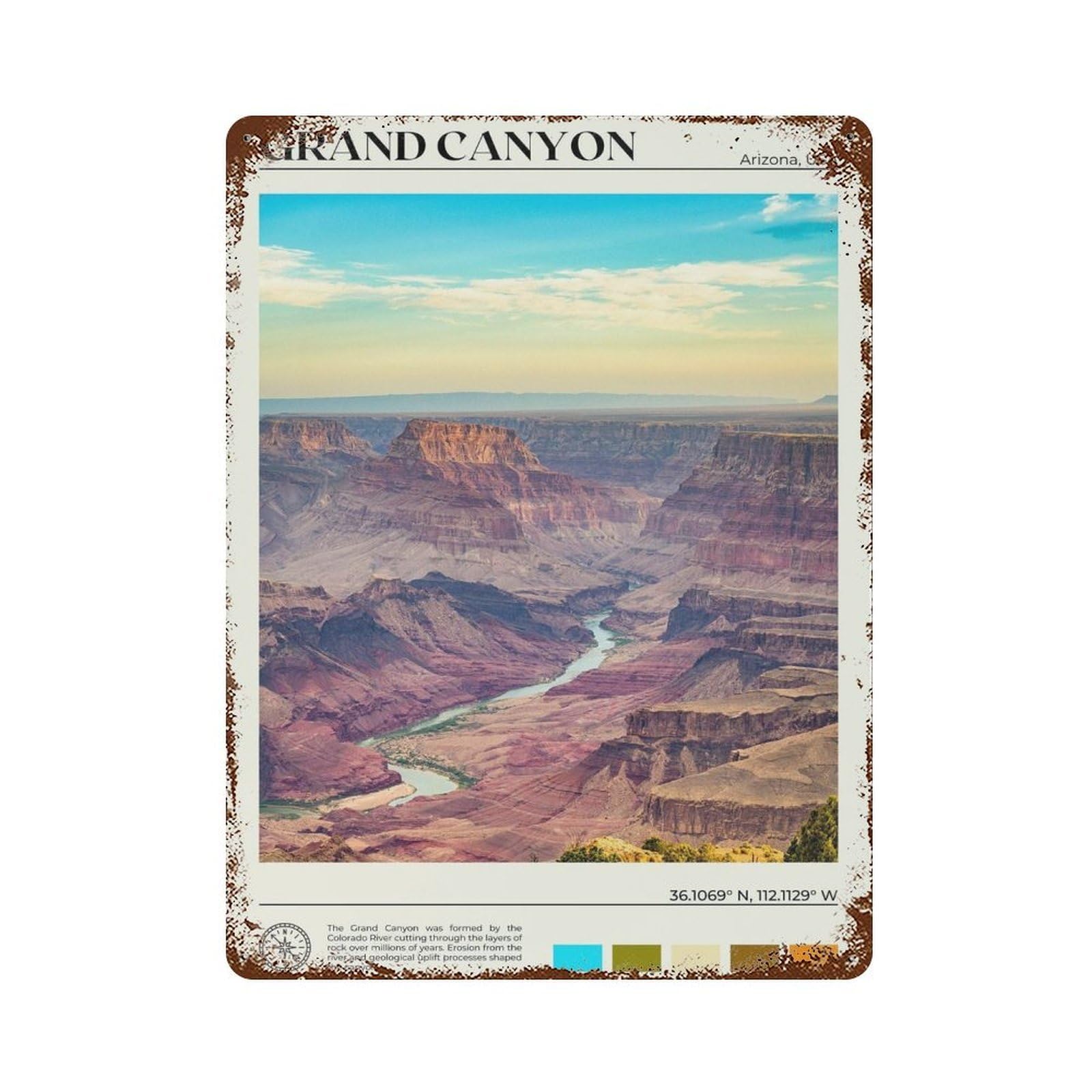 xiaoxiaoshen Real Photo Grand Canyon Decor Arizona Wall Decor Art Metal Tin Poster Modern Home Decor Art Home Bar Shop Decorations Vintage Sign 40x30cm
