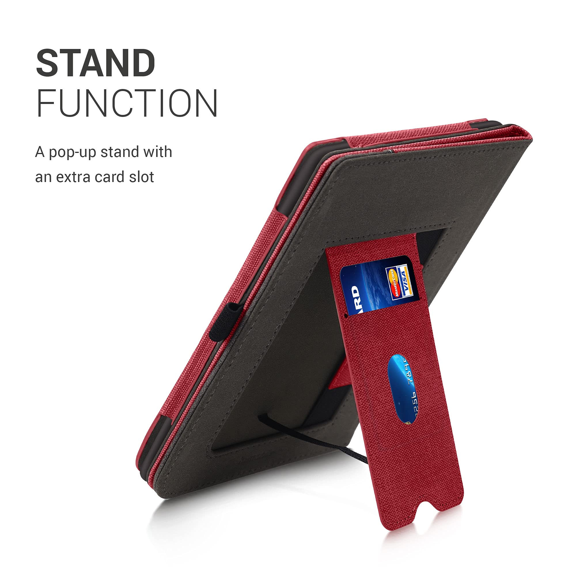 kwmobile Pokrowiec kompatybilny z Pocketbook InkPad 3/3 Pro/Color/Vivlio InkPad 3 Cover - Etui ze sztucznej skóry/zamszu ze stojakiem - Czerwony/Ciemnoszary