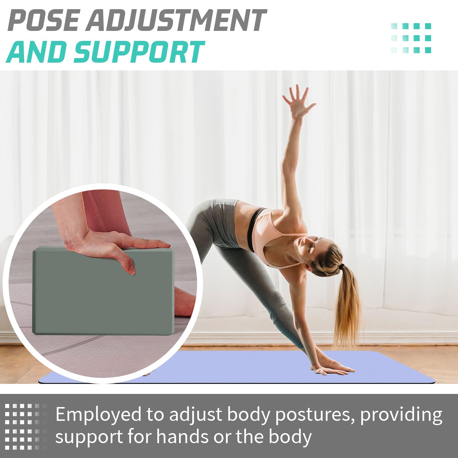 Blocs De Yoga En Mousse Lot De 2 - Haute Densité, Antidérapants, Pour Pilates Et étirement - 9