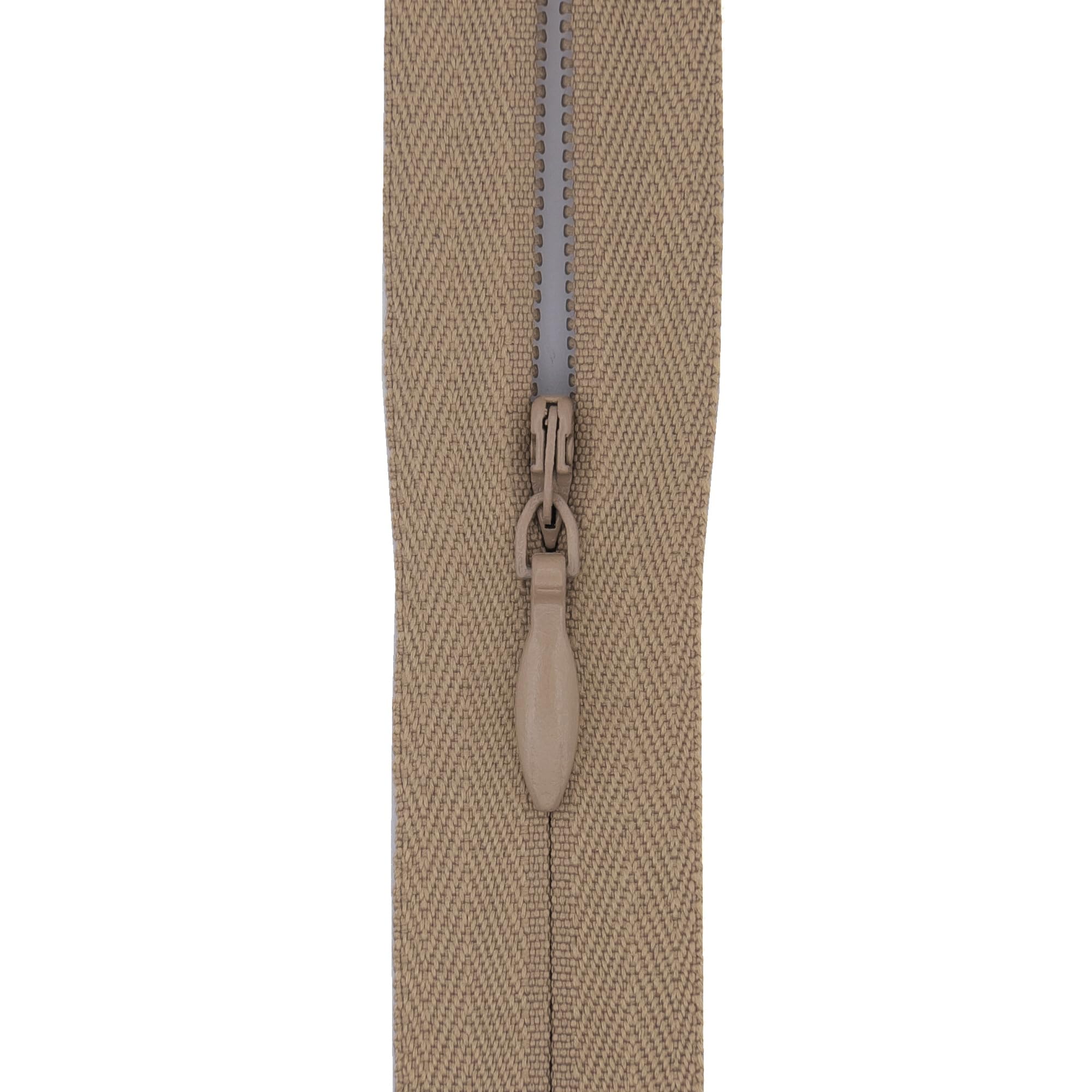 #3 Woven Tape Invisible Zip (Close End), 9 inch (23cm) for Skirts, Dress Side-Seams & Small Lumbar Cushions - Professional Nylon Coil Zips for Sewing & Dressmaking - 1 Zip (Camel-Beige)