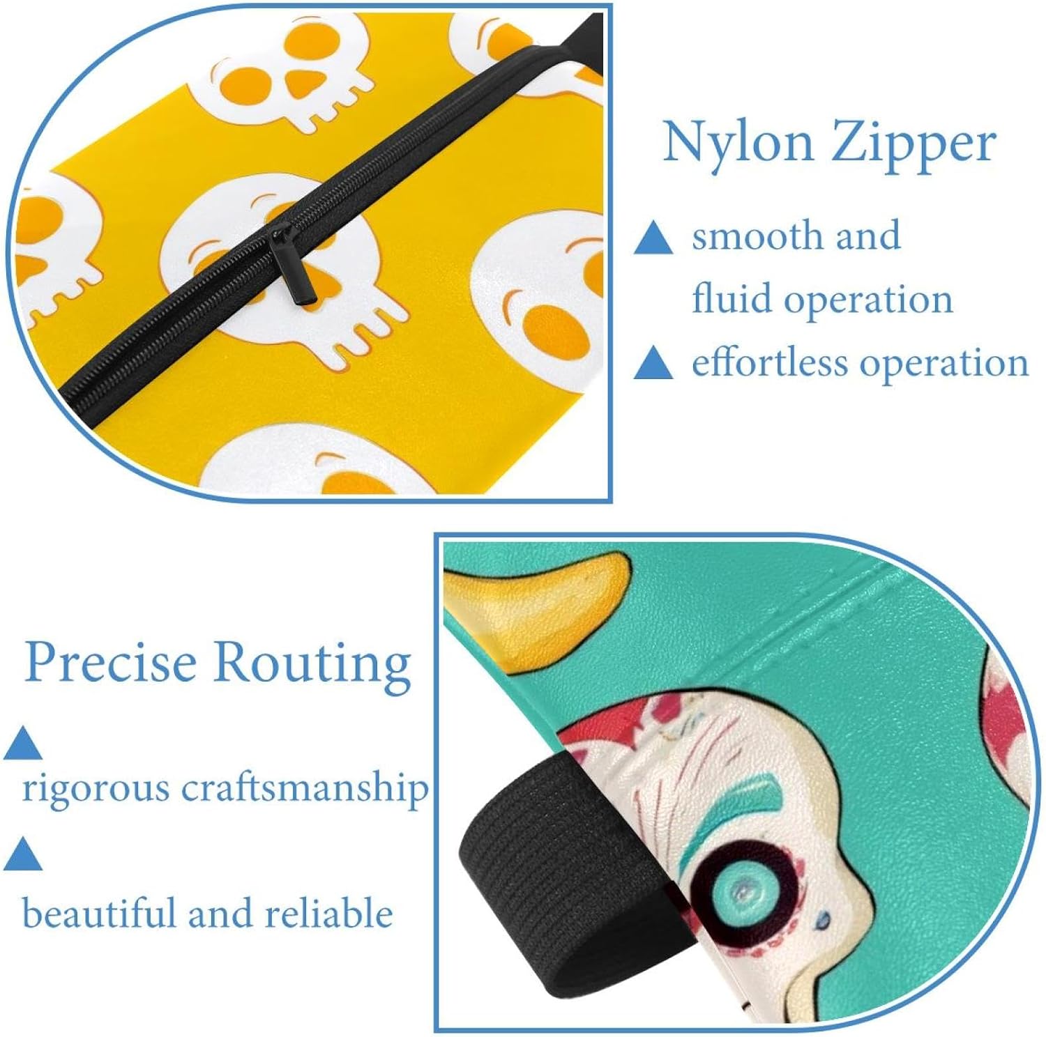 2 Pieces Tissues Purse Pocket Car Tissue Box Holder, Reusable Travel Car Visor Tissue Pouch Zipper Tissue Case for Vehicle Paper Storage (Skulls Yellow Background) image 5