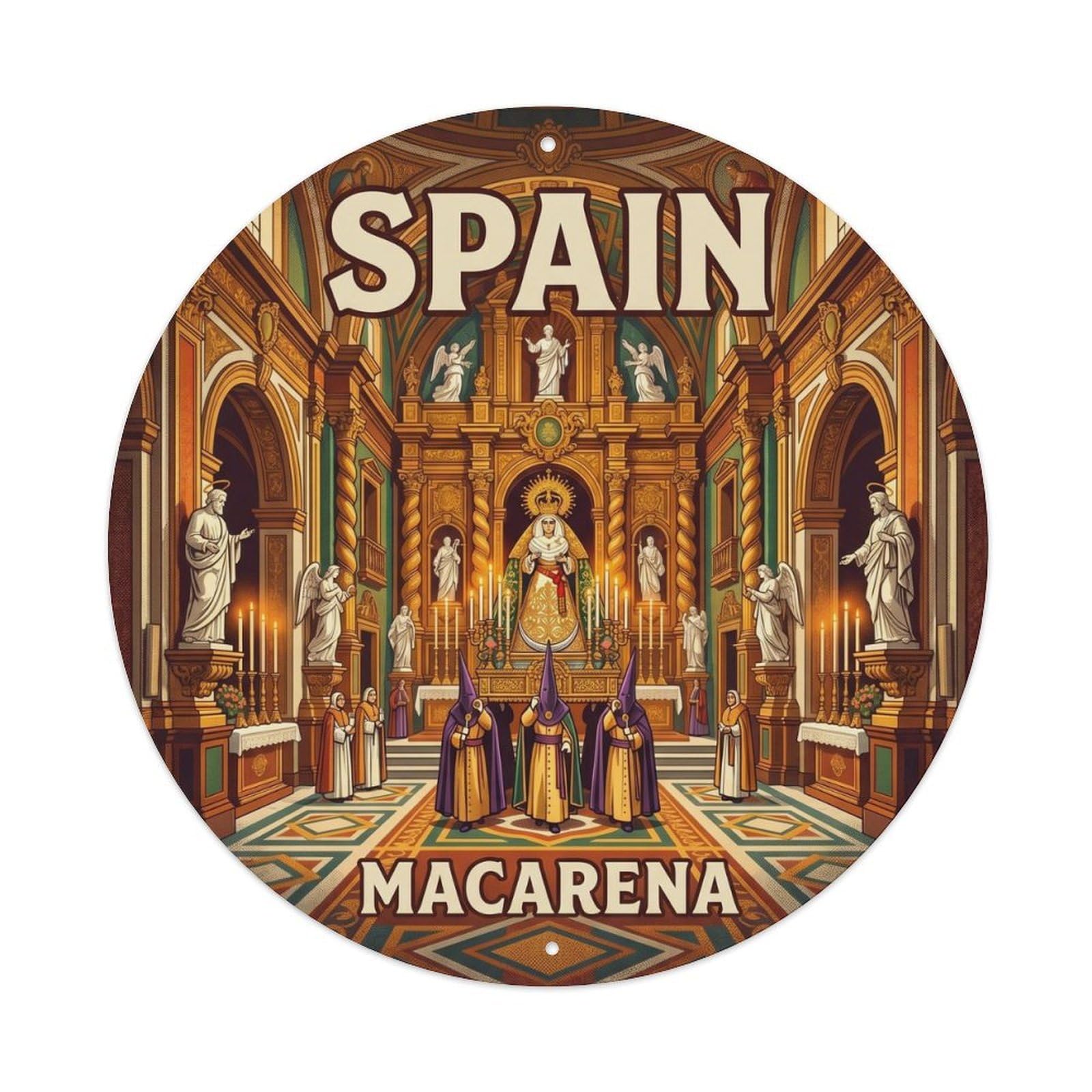 Sevilla Macarena Basilica Spain Landmark Travel Metal Tin Sign