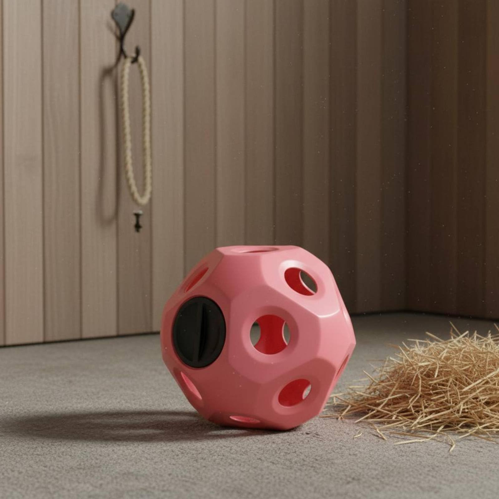 Palla Gioco Equestre Palla Fieno Animali Polietilene con Tappo Sicuro Design Multiforo per Mangime Adatta per Cavalli All’aperto E, Giallo