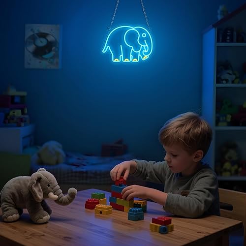Miniatura 2 de YuanDian Letrero de neón de elefante, luces de neón de animales para dormitorio, sala de estar, decoración de pared, regalos de fiesta de cumpleaños
