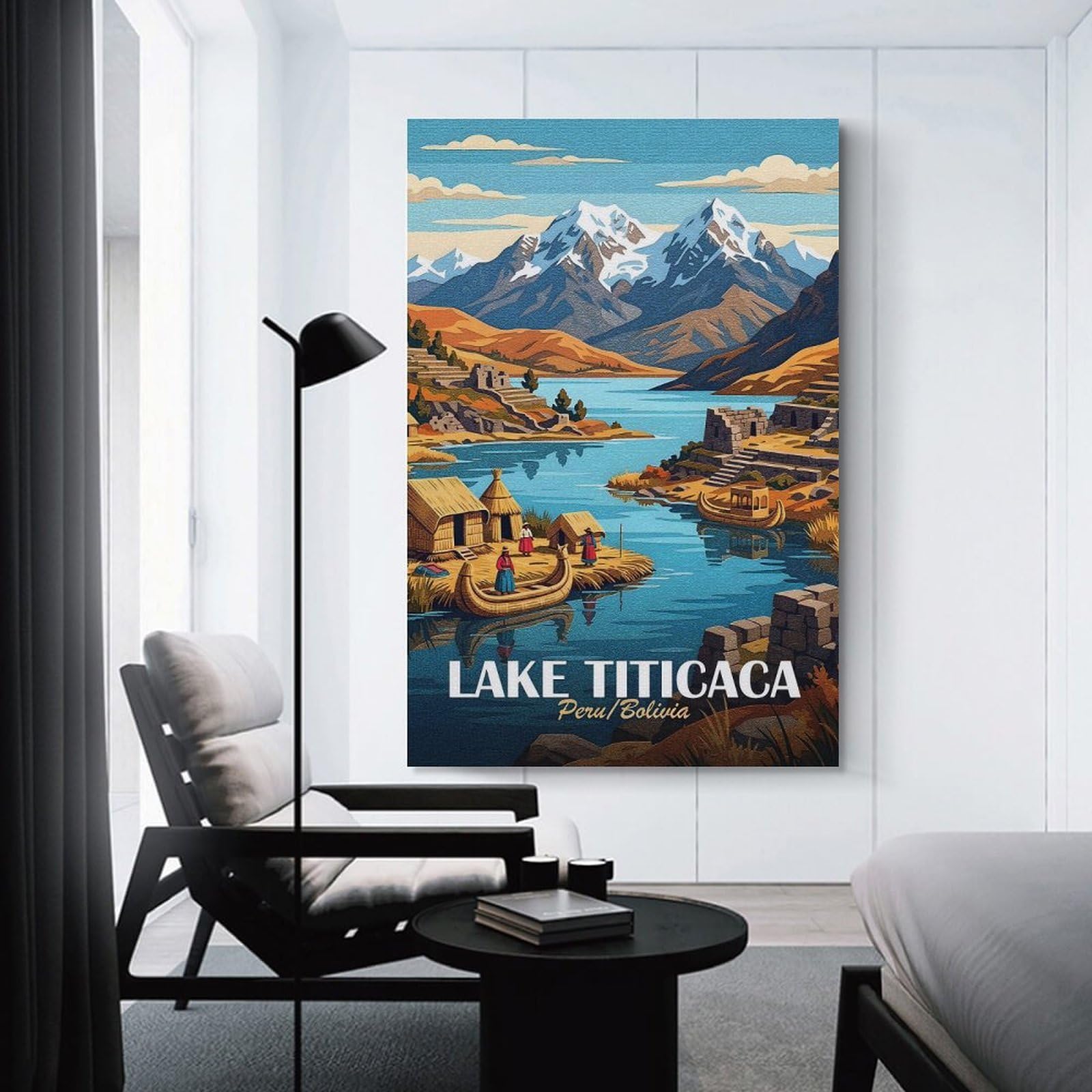 Junmoney Lake Titicaca Peru Bolivia Canvas Wall Art, 24x36inch(60x90cm), for Living Room, Bedroom, Office Or Hallway, Versatile Wall Decor for Many Rooms