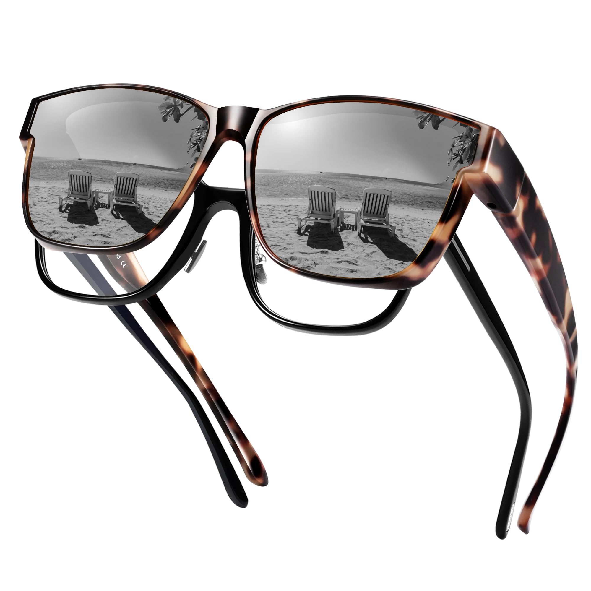 URUMQI Überzieh Sonnenbrille für Herren Damen | Polarisiert TR90 Rahmen Sonnenbrille UV-Schutz Überbrille für Fahren