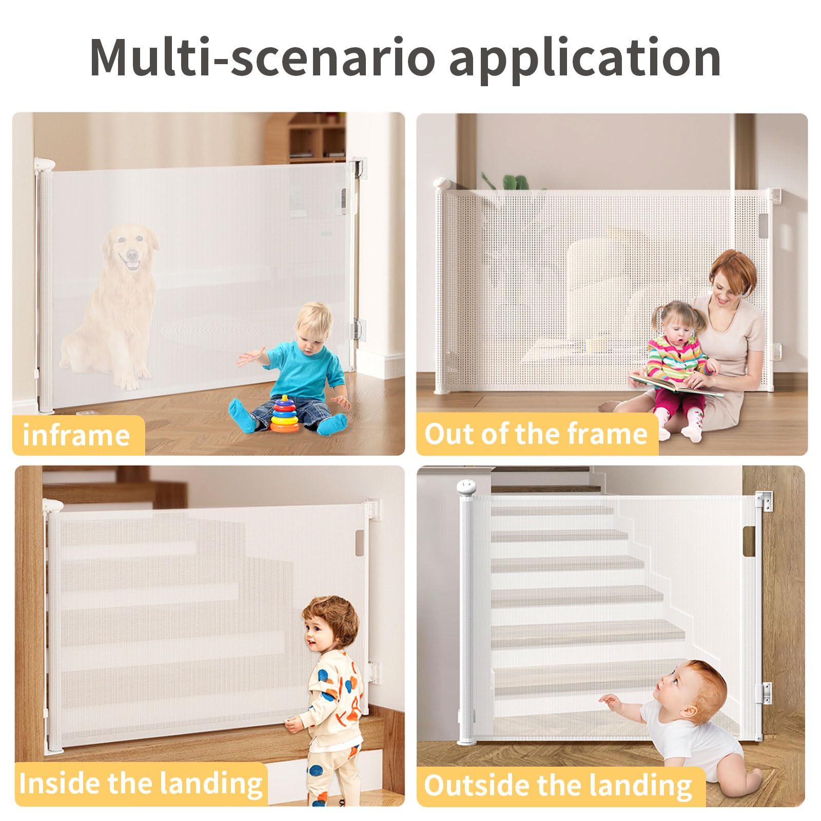 Rejilla de protección para escaleras, extensible para bebés, altura de 86 cm, puerta de seguridad para mascotas y niños, adecuada para escaleras, puertas, interior y exterior (gris, 140 cm)