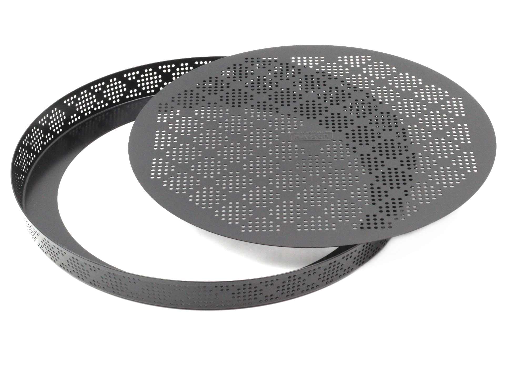 Original Kaiser Inspiration forma do tarty z dnem podnoszącym 28 cm, perforowana forma do pizzy, z powłoką zapobiegającą przywieraniu, wyciągany spód