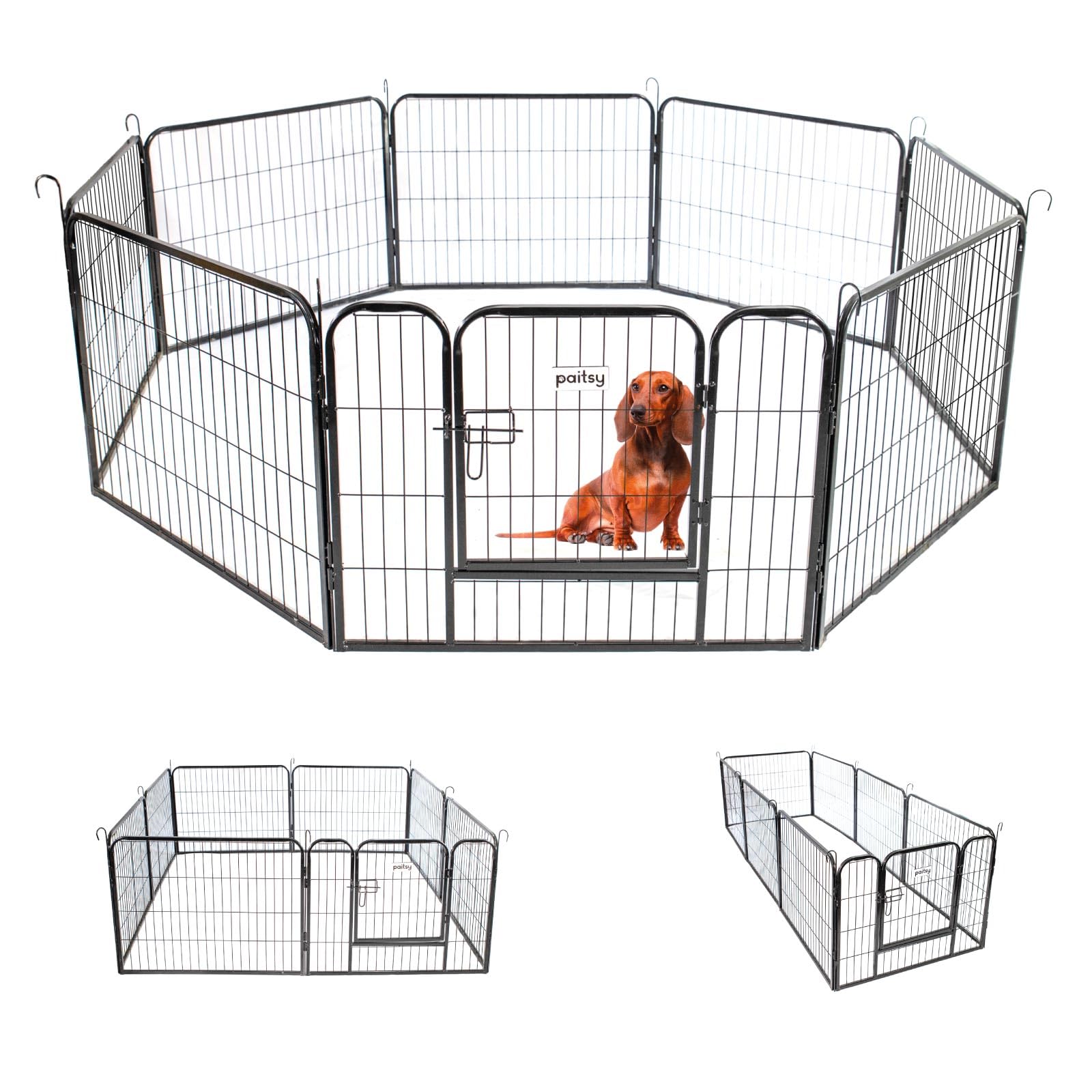 Parque para Perro, Cachorro y Conejo GARDEO80x60x8, 8 Paneles 80x60 cm, 2,56 m², Modular, Interior y Exterior, Plegable, garantía 5 años