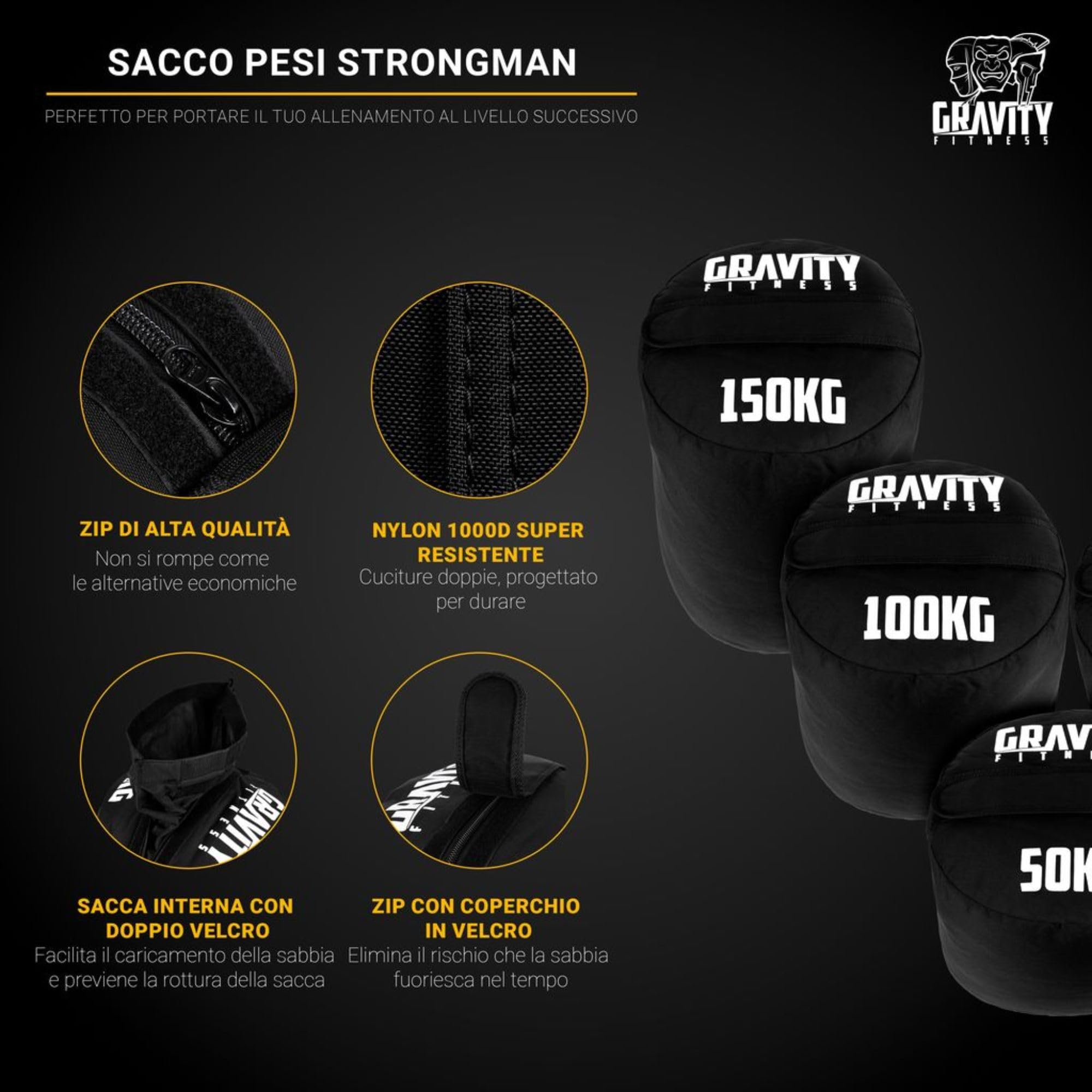 Gravity Fitness Heavy Duty Strongman Sandbag 50 kg - 150 kg